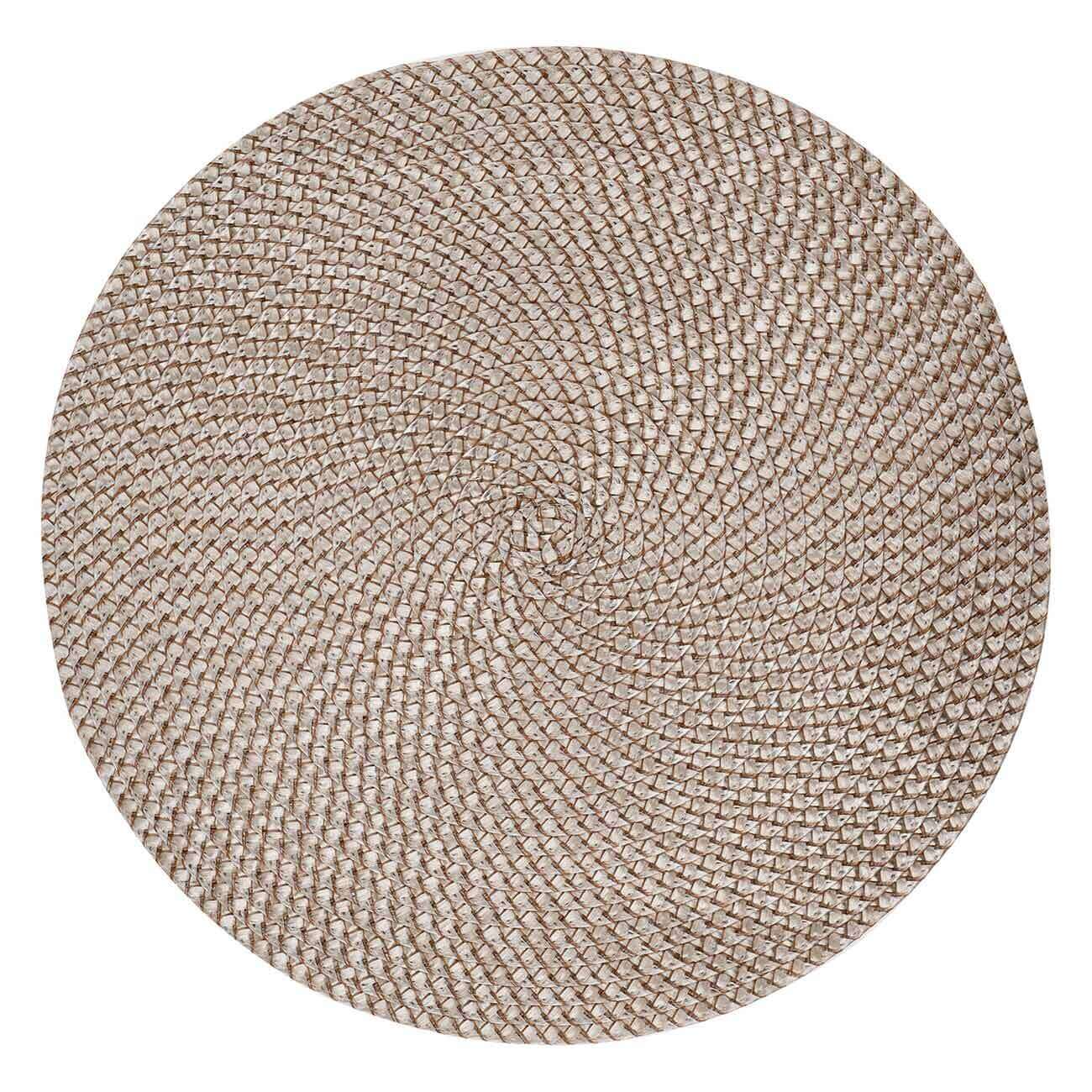 

Салфетка под приборы, 38 см, полипропилен/ПЭТ, круглая, песочная, Circle Braid