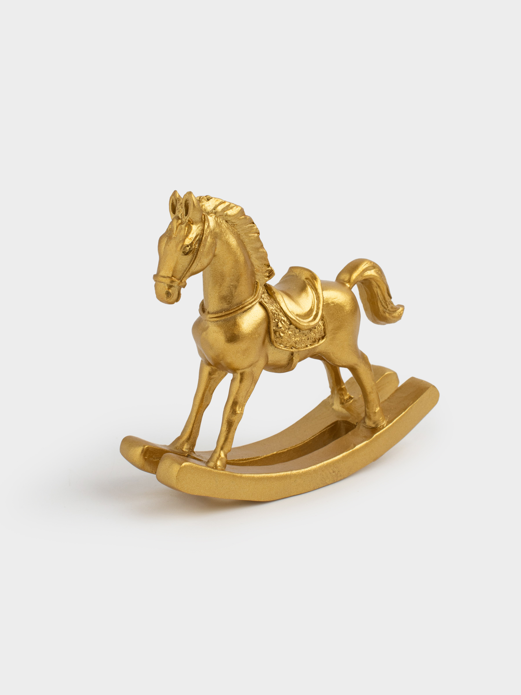 Статуэтка, 8 см, полирезин, золотистая, Лошадка-качалка, Horse gold, image-2