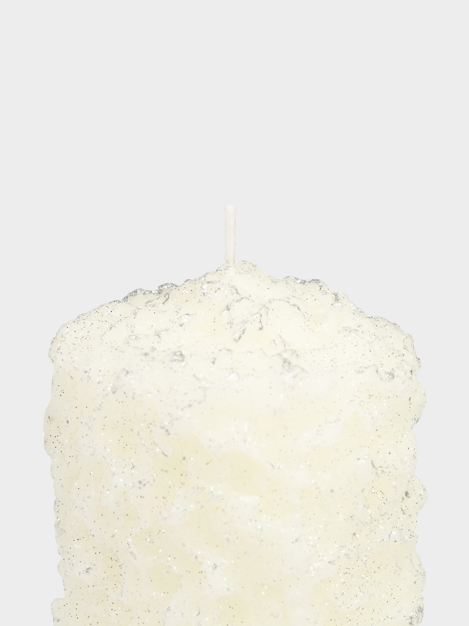 Свеча, 8х16 см, молочно-серебристая, Застывший снег, Snowy candle, image-2