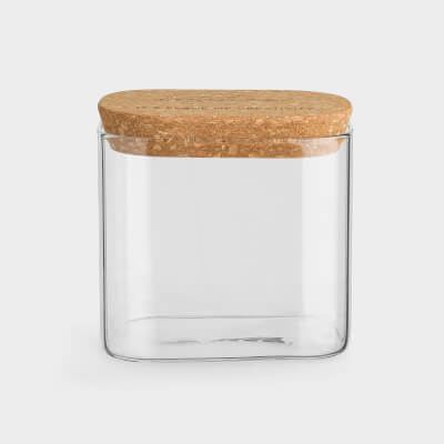 Банка для сыпучих продуктов, 600 мл, стекло/пробка, прямоугольная, Clear cork