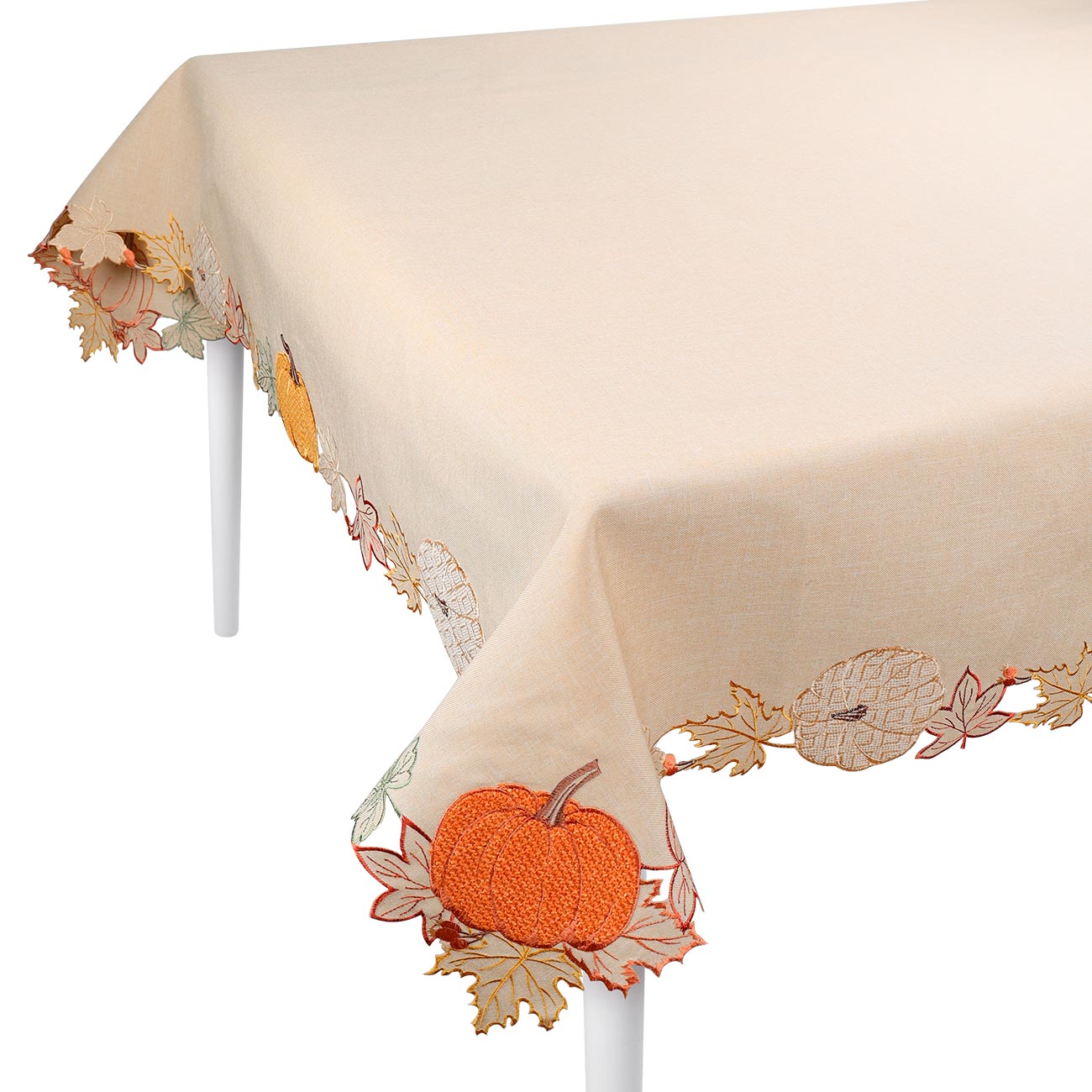 

Скатерть, 170х250 см, полиэстер, бежевая, Тыквы и осенние листья, Pumpkin