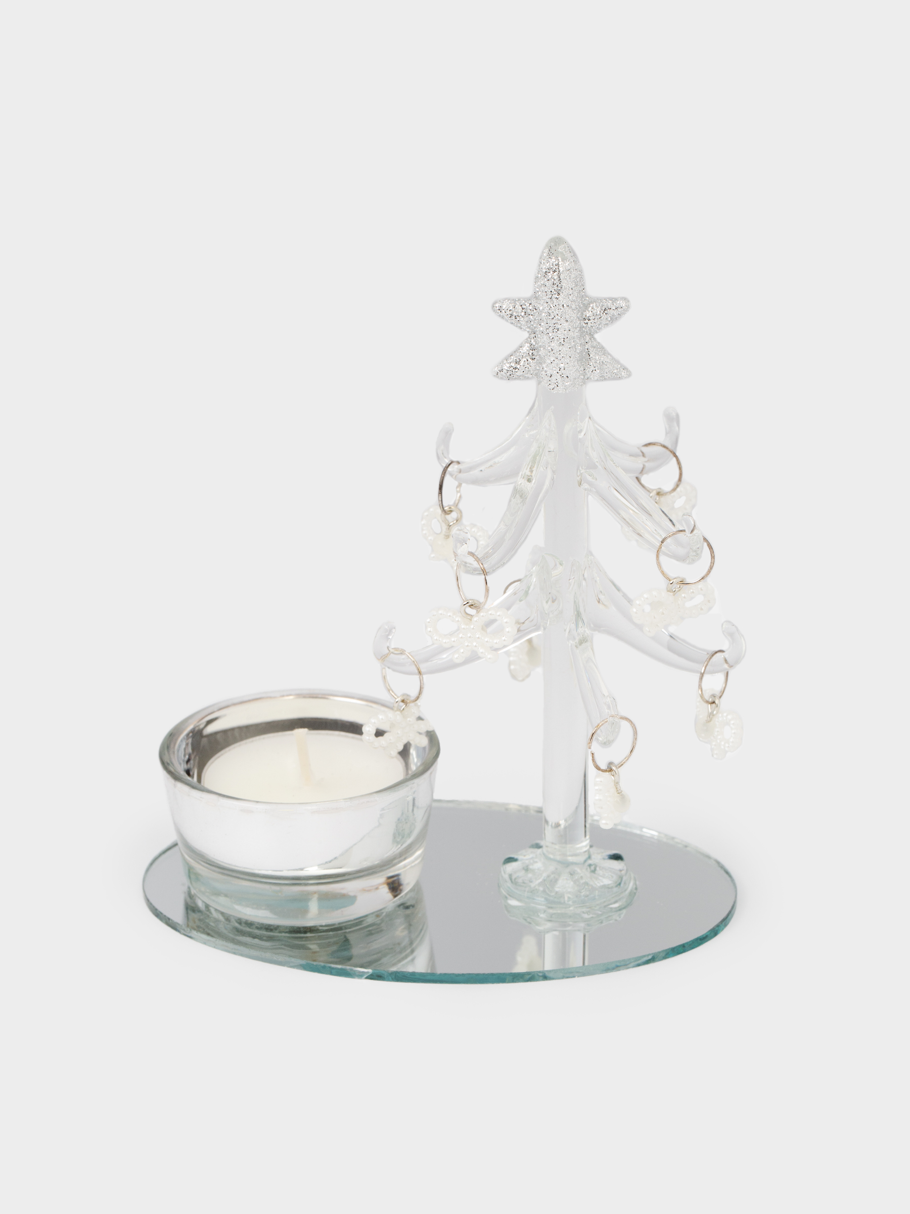 Статуэтка, 12 см, с подвесками, стекло, шампань, Ель с подсвечником, Christmas vitreous, image-4