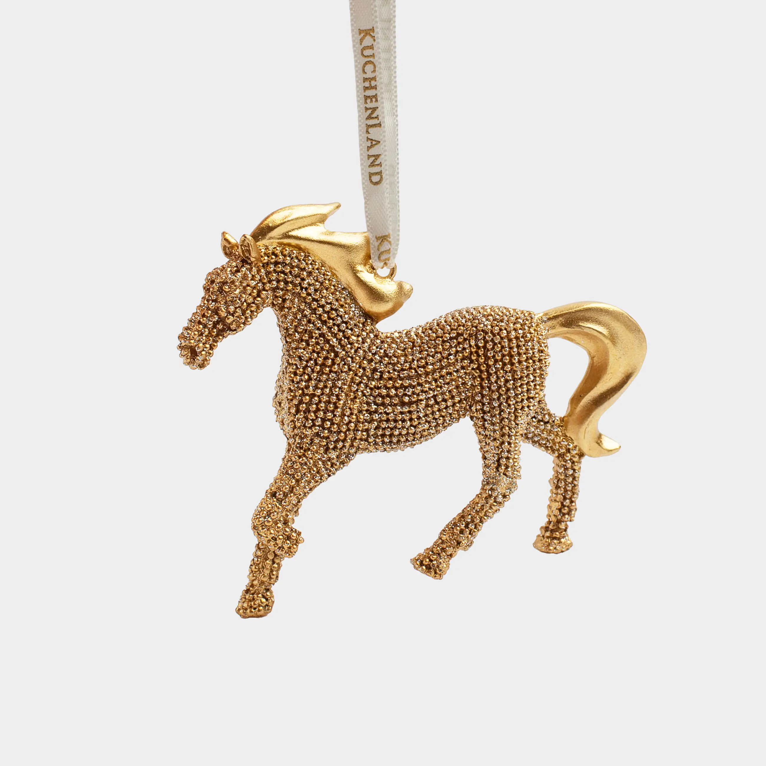 Игрушка елочная, 9 см, полирезин, золотистая, Лошадь, Figure sparkle