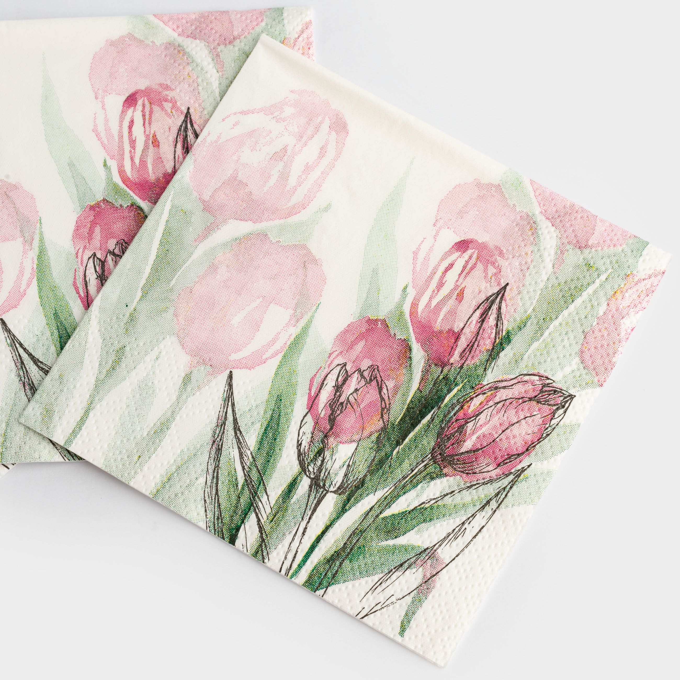 Салфетки бумажные, 21х21 см, 20 шт, квадратные, белые, Тюльпаны, Tulip garden, image-3