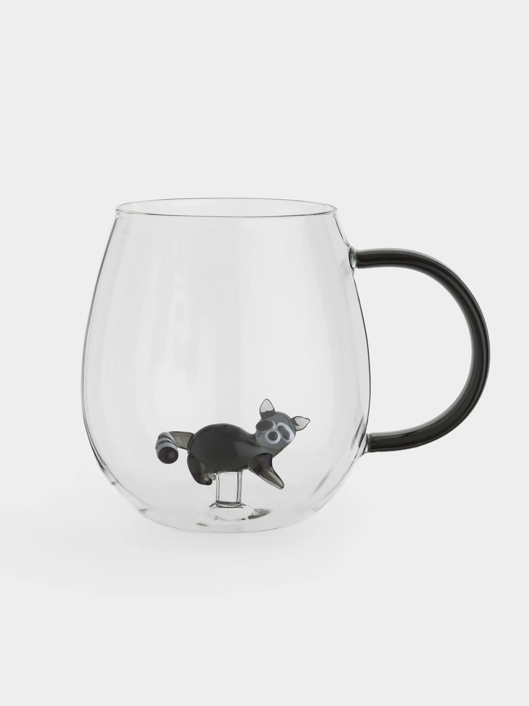 Кружка, 440 мл, стекло Б, черная ручка, Енот, Shape, image-0