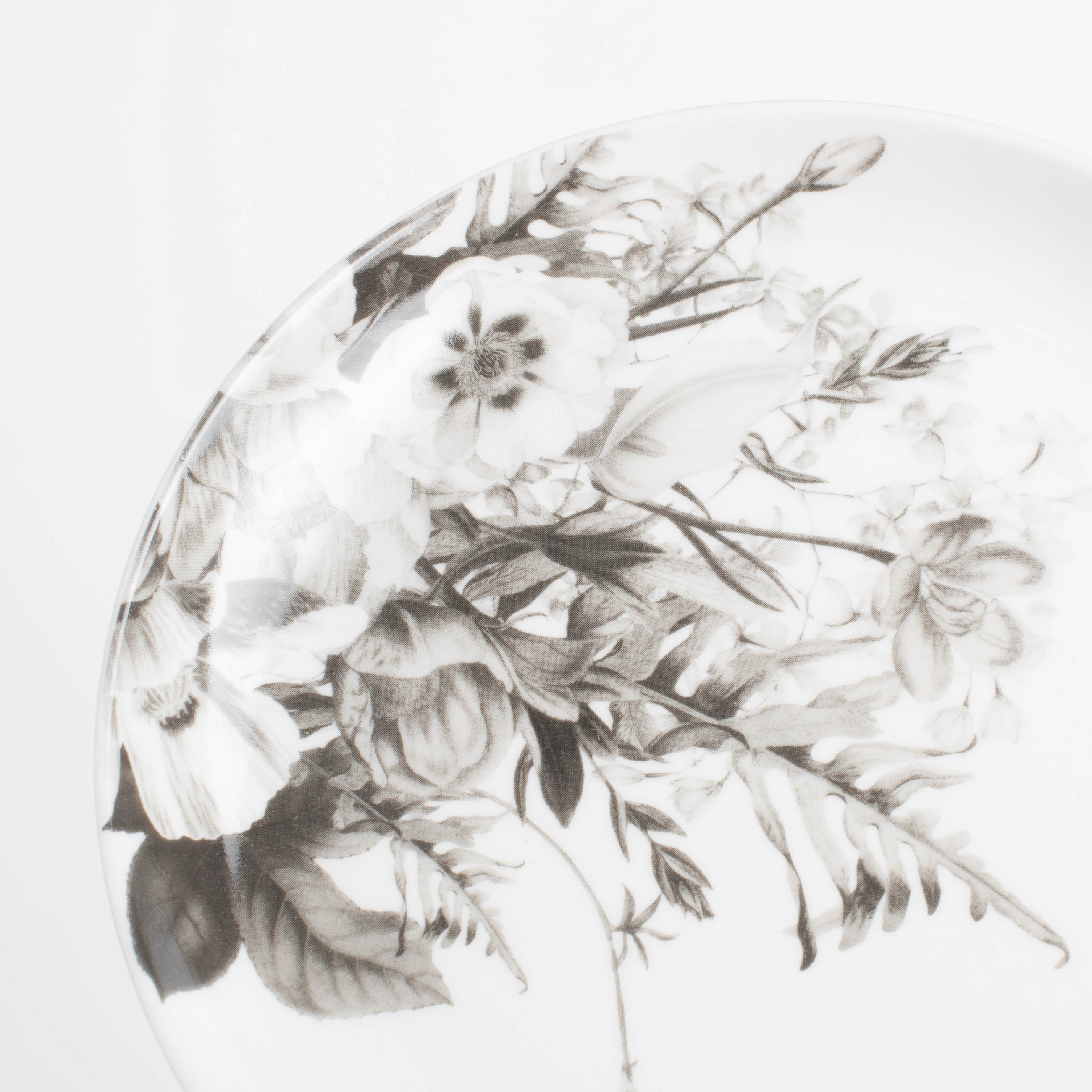 Тарелка закусочная, 21 см, 2 шт, фарфор N, белая, Черно-белые цветы, Magnolia изображение № 4