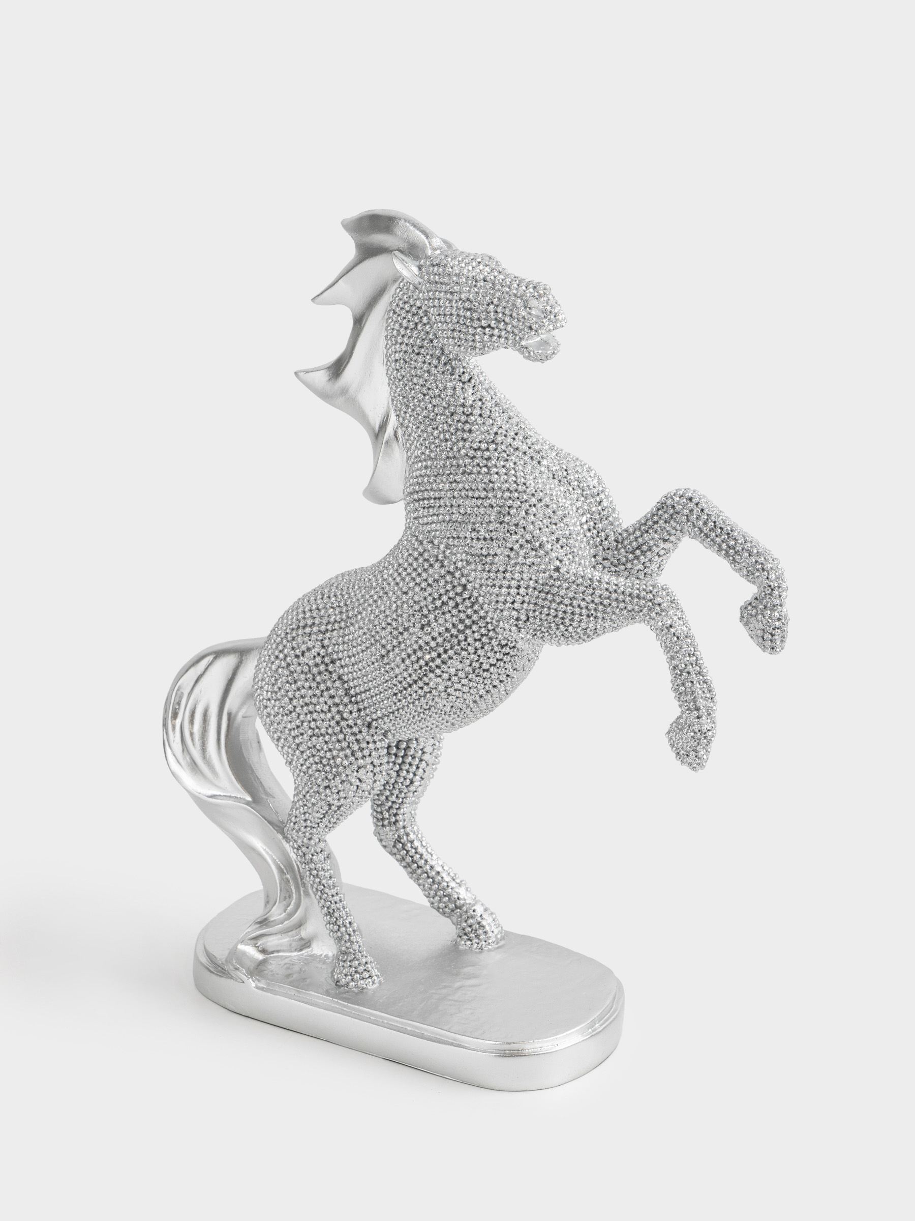 Статуэтка, 24 см, полирезин, серебристая, Конь на задних ногах, Horse silver, image-2