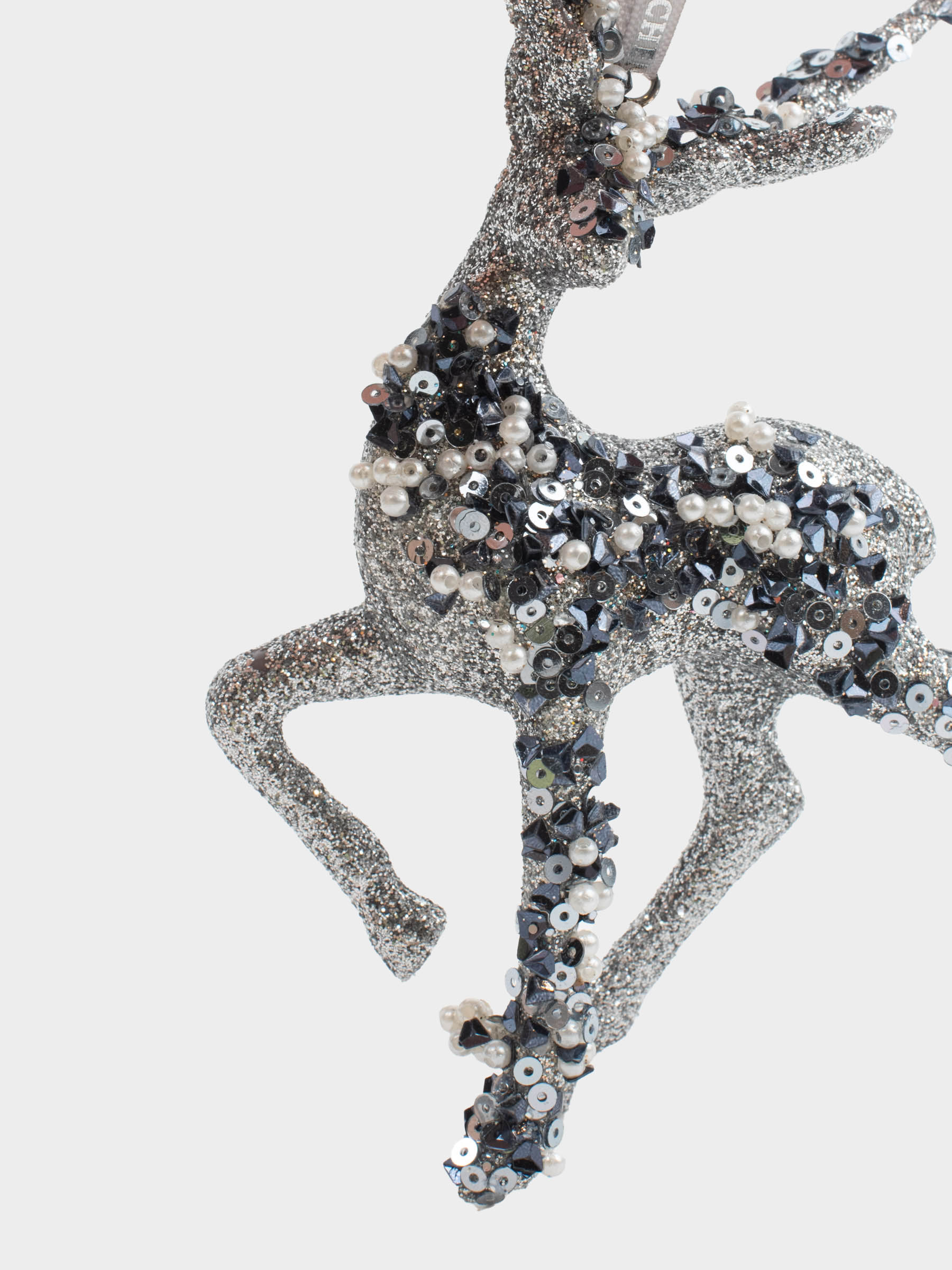 Игрушка елочная, 15 см, пенопласт/пластик, серебристая, Олень, Figure sparkle, image-3