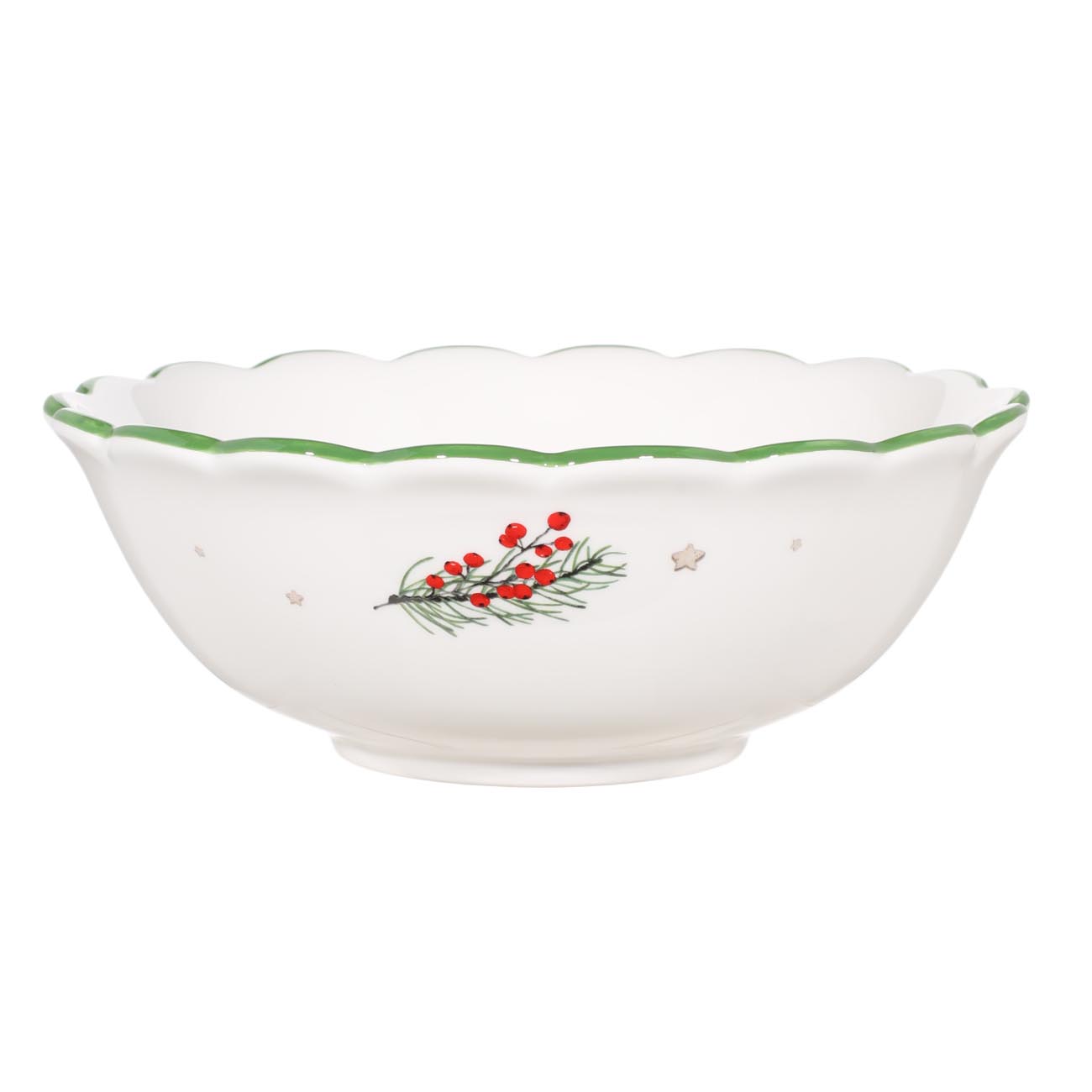 

Салатник, 20х7 см, керамика, Венок с шишками, Christmas green