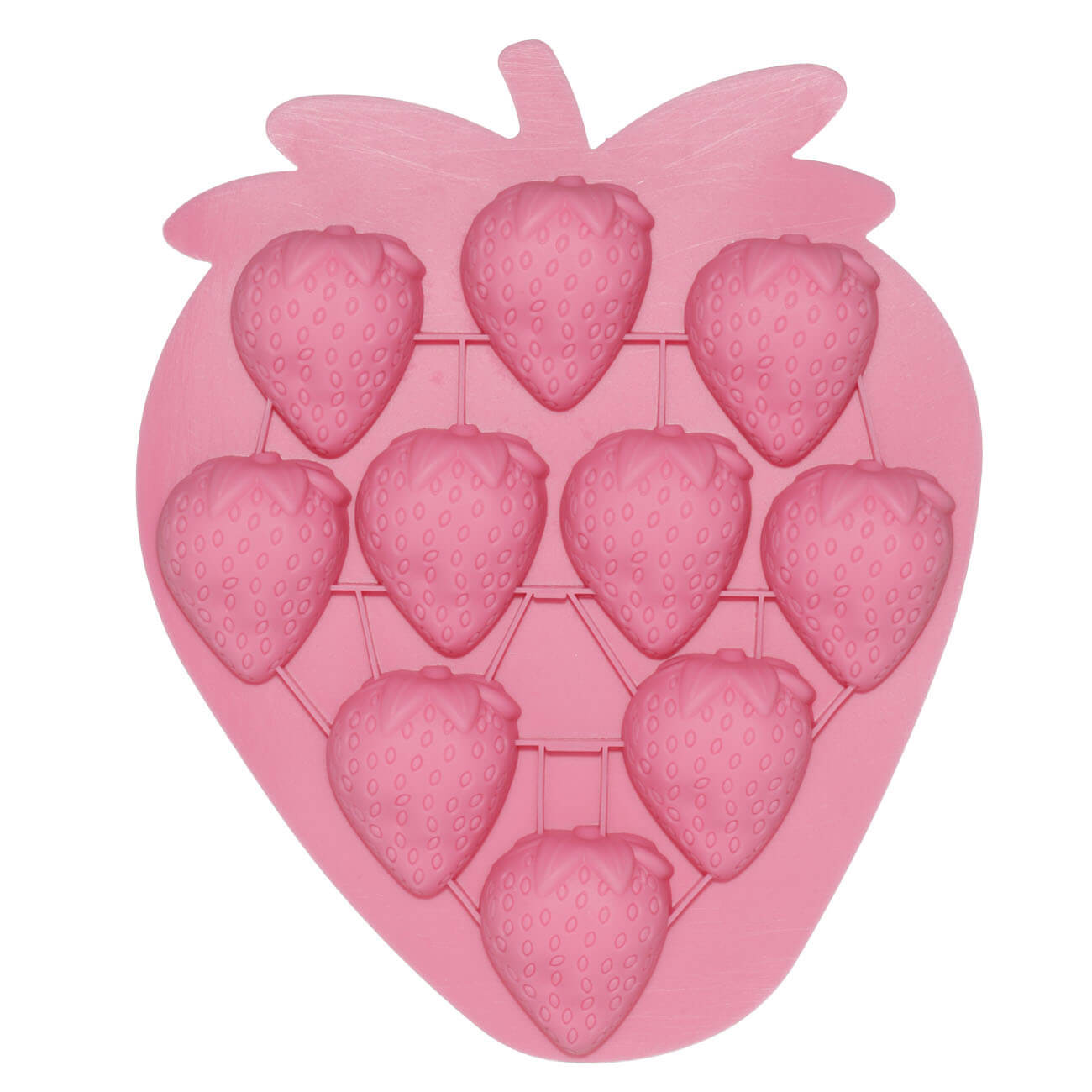 

Форма для льда и шоколада, 18 см, 10 отд, силикон, розовая, Клубника, Fruits