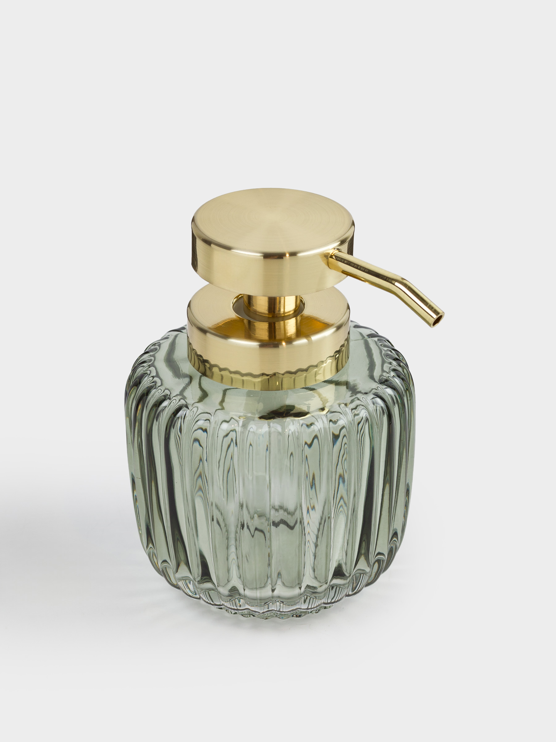 Диспенсер для жидкого мыла, 330 мл, стекло/пластик, зелено-золотистый, Artemis, image-1