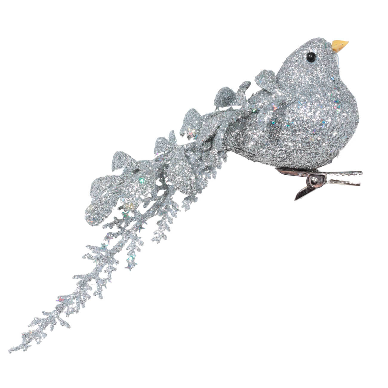 

Украшение декоративное, 15 см, на клипсе, пластик, серебристое, Птица, Birds NY