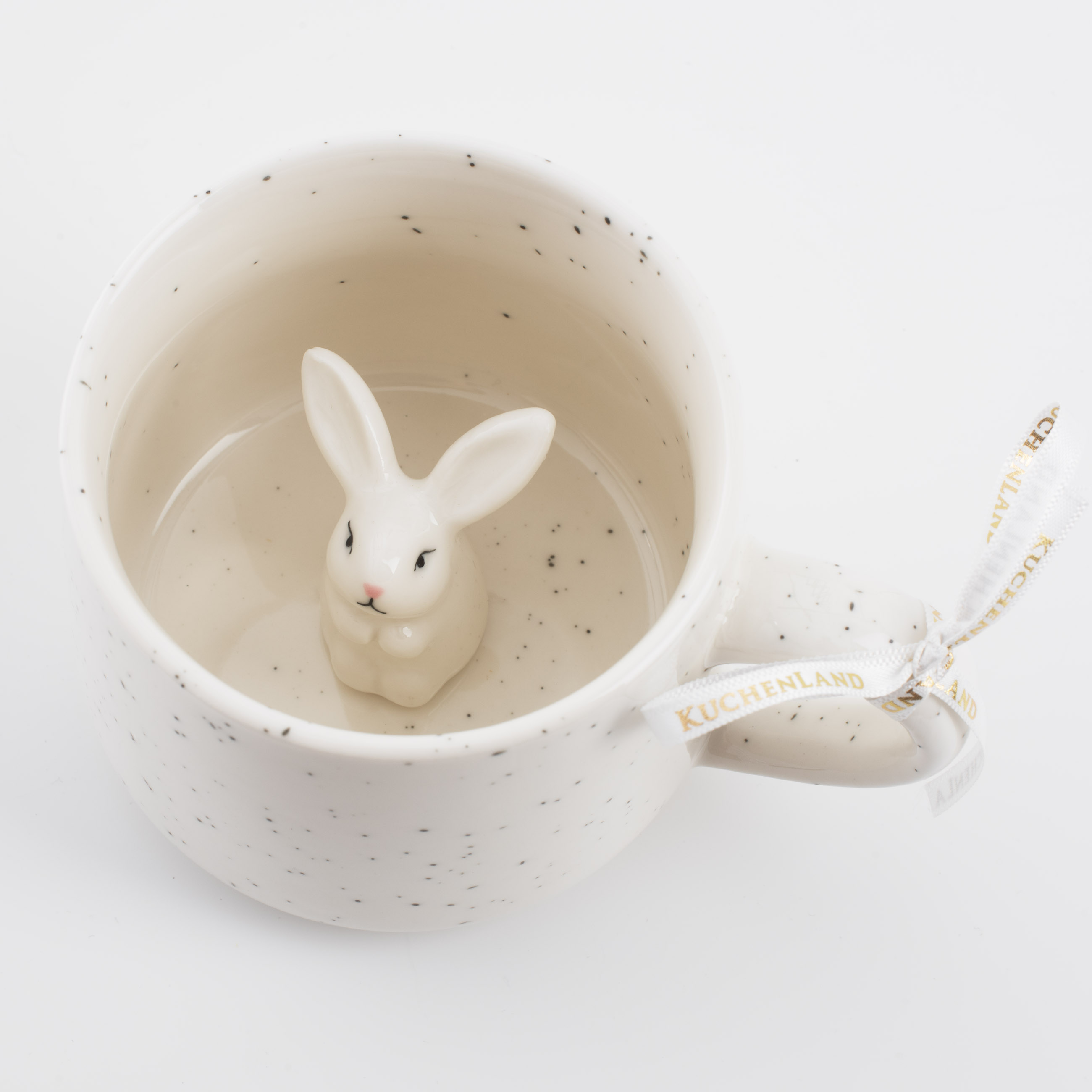 Кружка, 350 мл, керамика, белая, в крапинку, Кролик внутри, Easter изображение № 6
