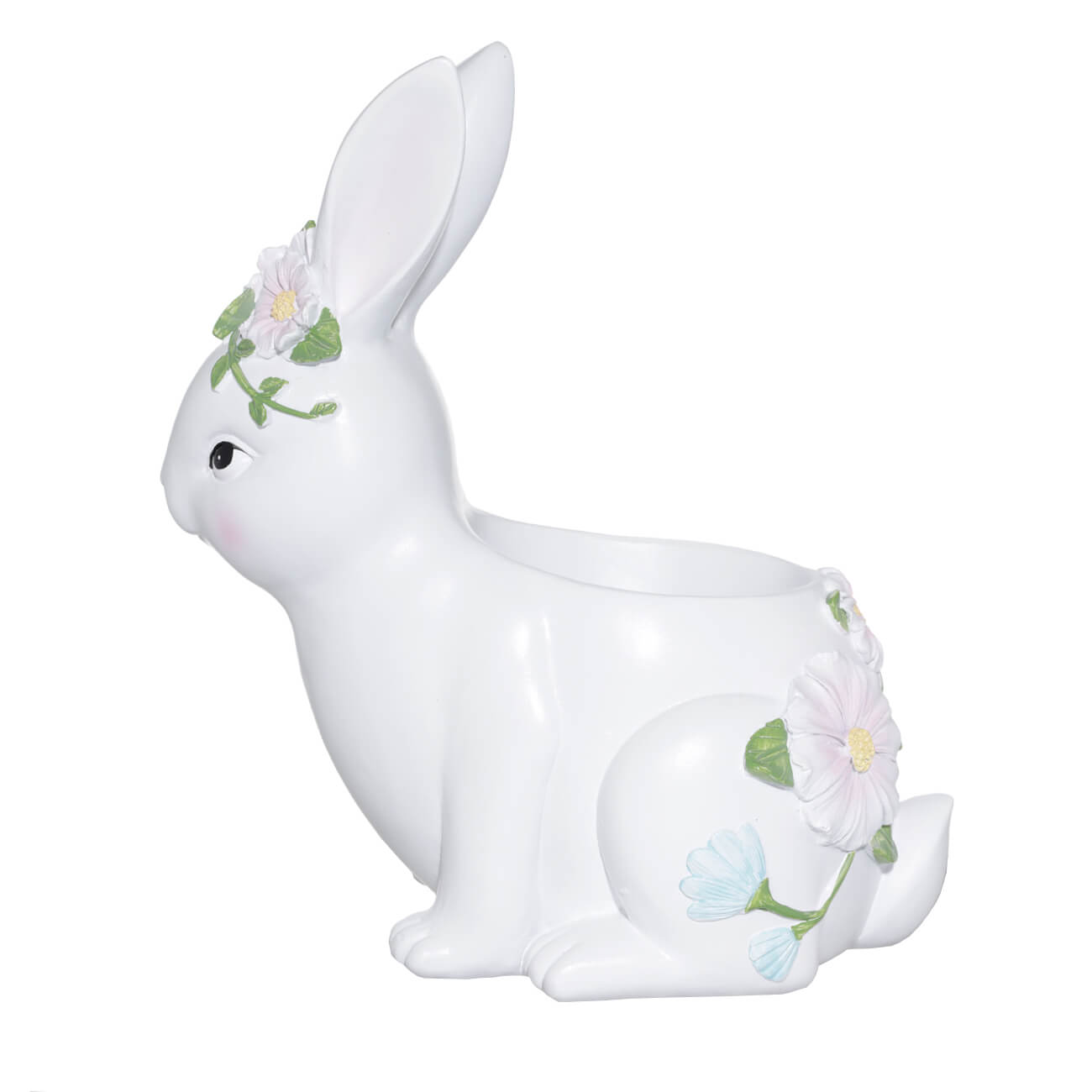 

Конфетница, 28х26 см, полирезин, белая, Кролик в цветах, Easter