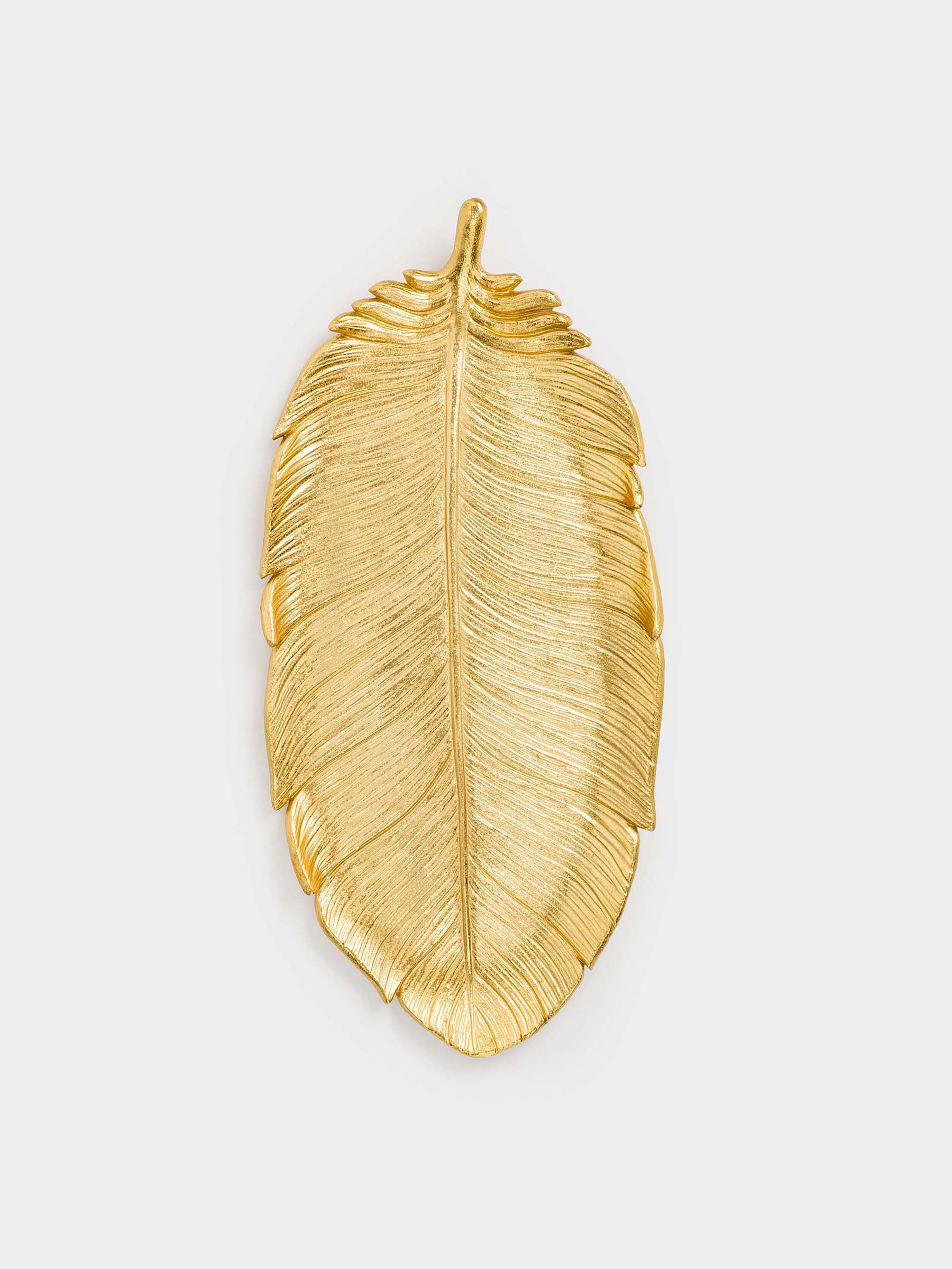 Блюдо декоративное, 36х17 см, полирезин, золотистое, Перо, Feather, image-3