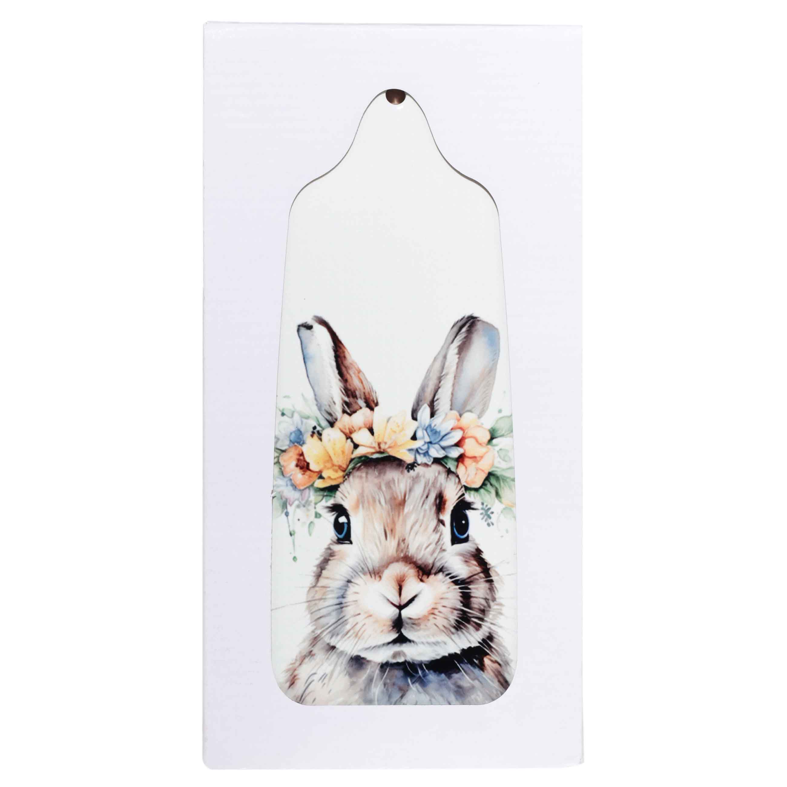 Подставка под горячее, 14x28 см, керамика/пробка, бежевая, Кролик в венке, Pure Easter изображение № 3