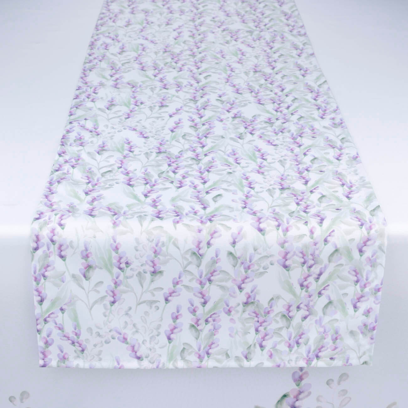Дорожка настольная, 40х160 см, с покрытием Teflon, полиэстер, белая, Глициния, Wisteria - фото 1