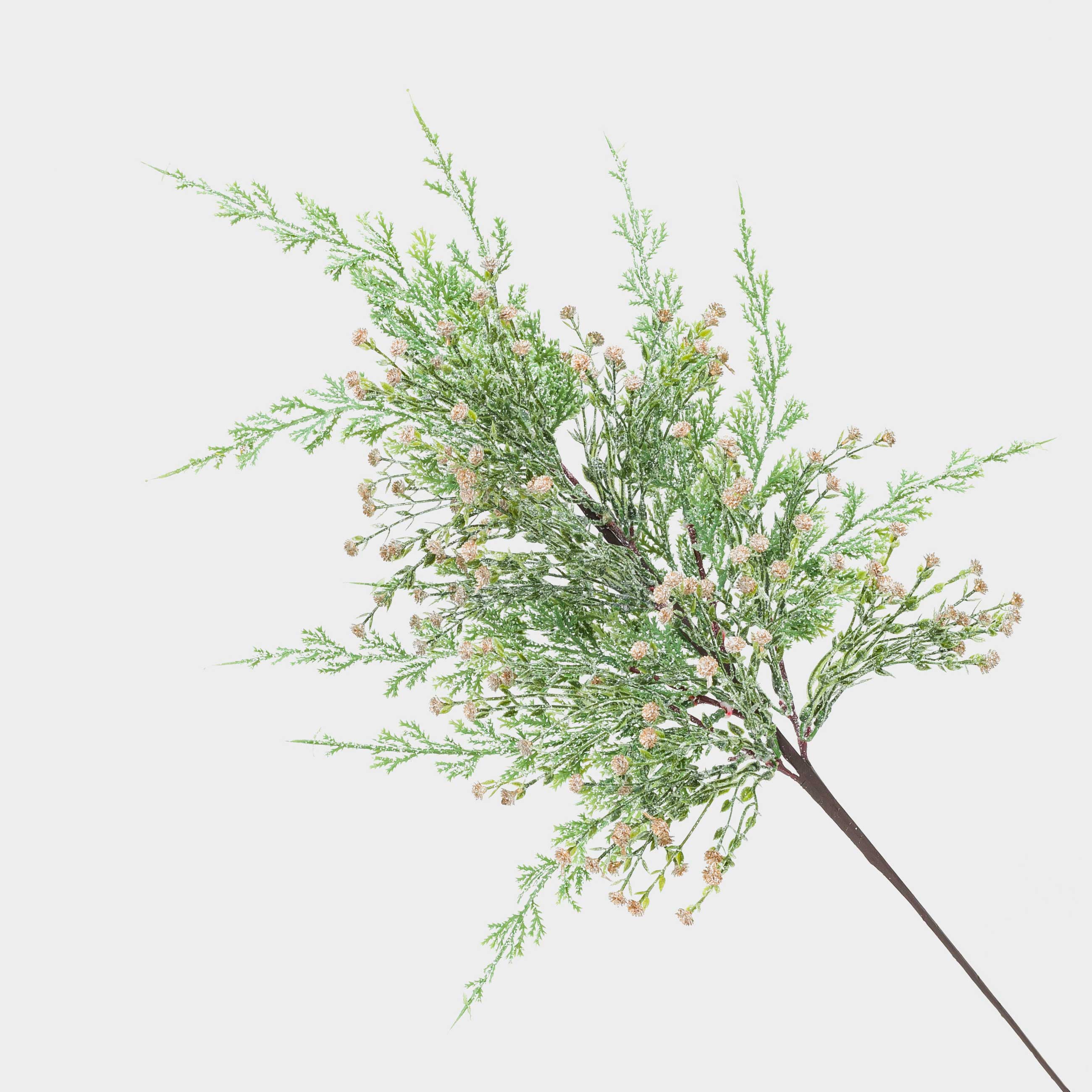 Ветка декоративная 68 см пластик Хвоя с золотистыми цветами Conifer decor 1490₽