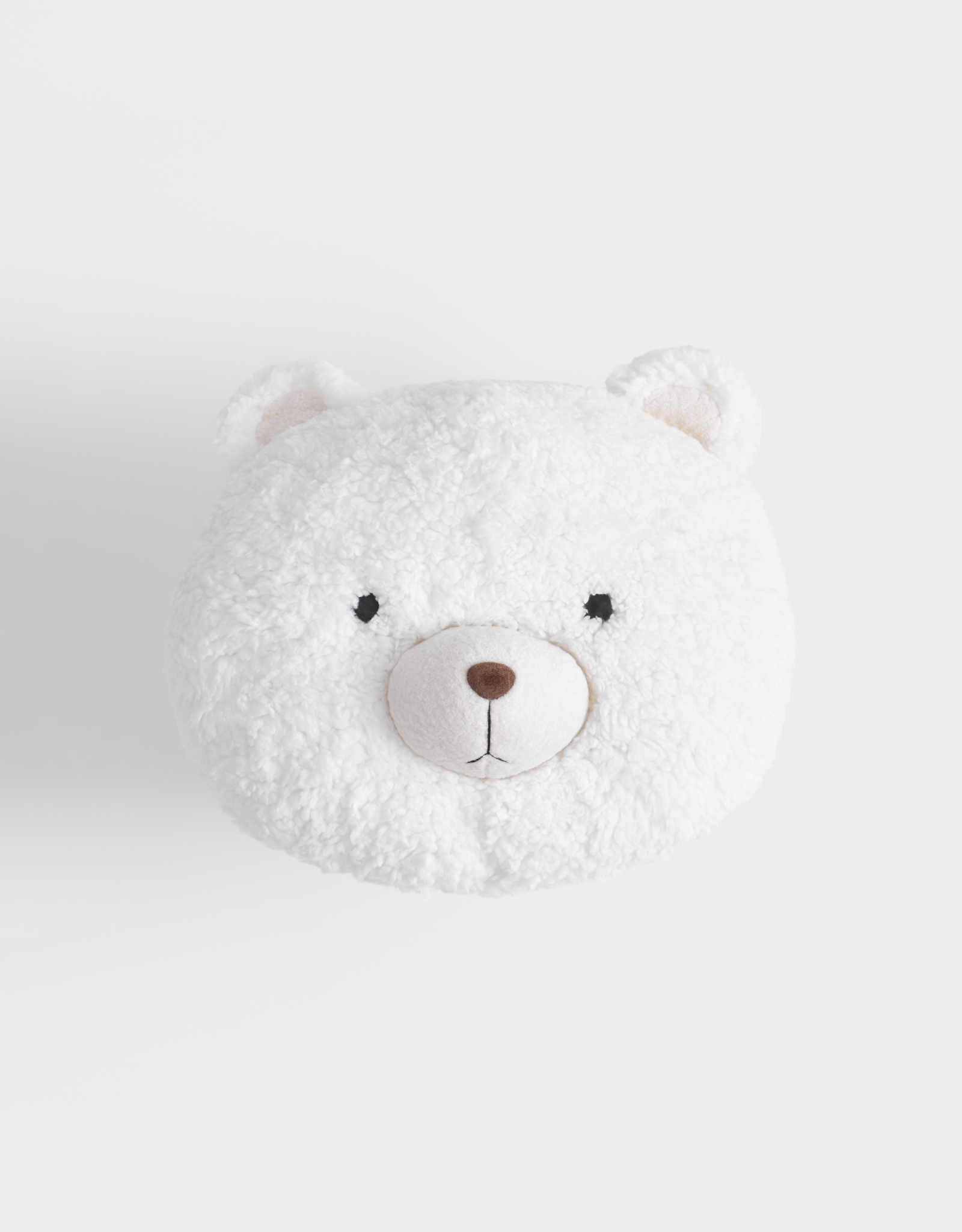 Подушка декоративная, 30х25 см, плюш, белая, Медведь, Bear, image-0