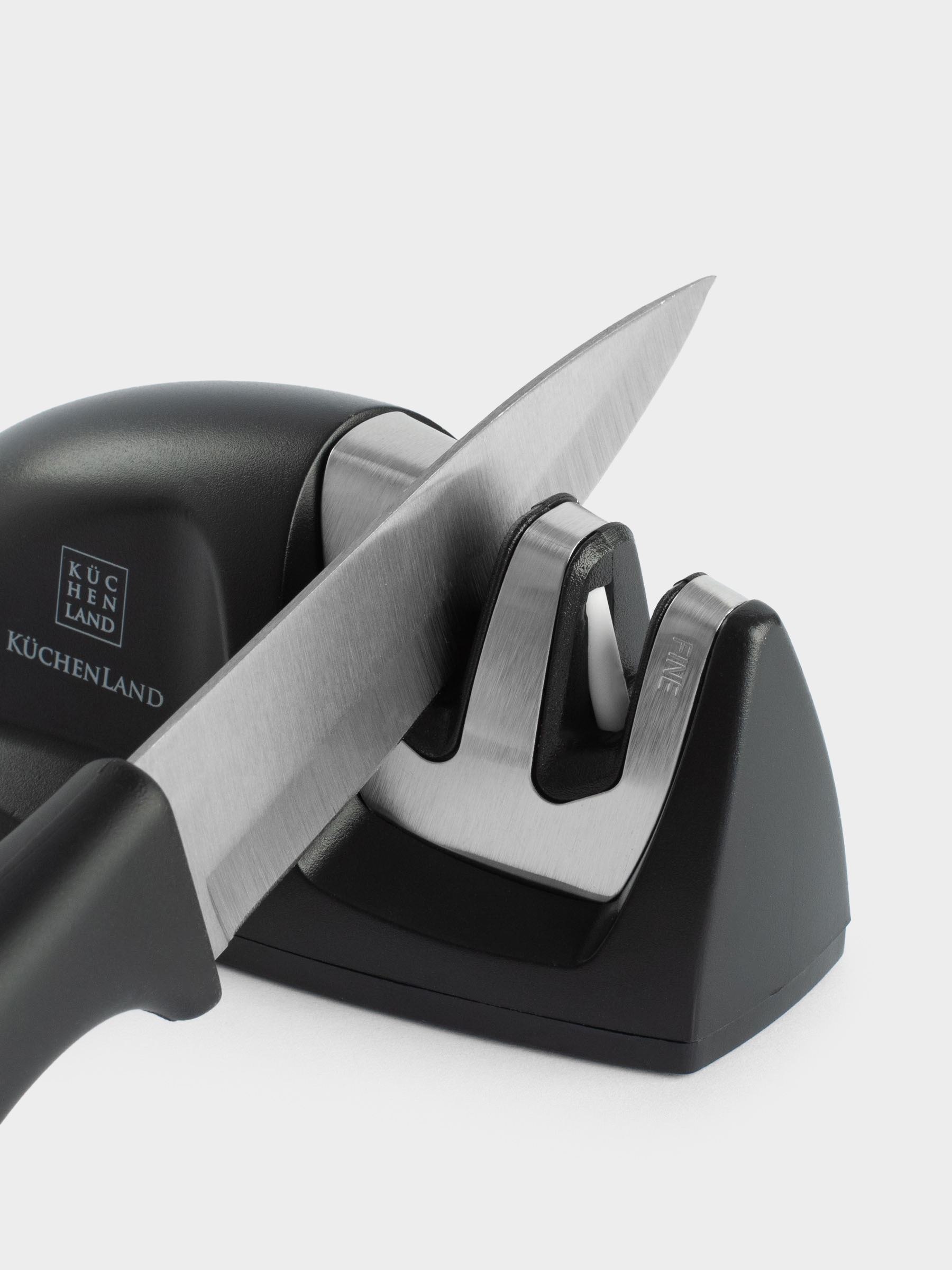 Точило для ножей, 10 см, два этапа заточки, пластик/сталь, черное, овал, Accessories, image-5