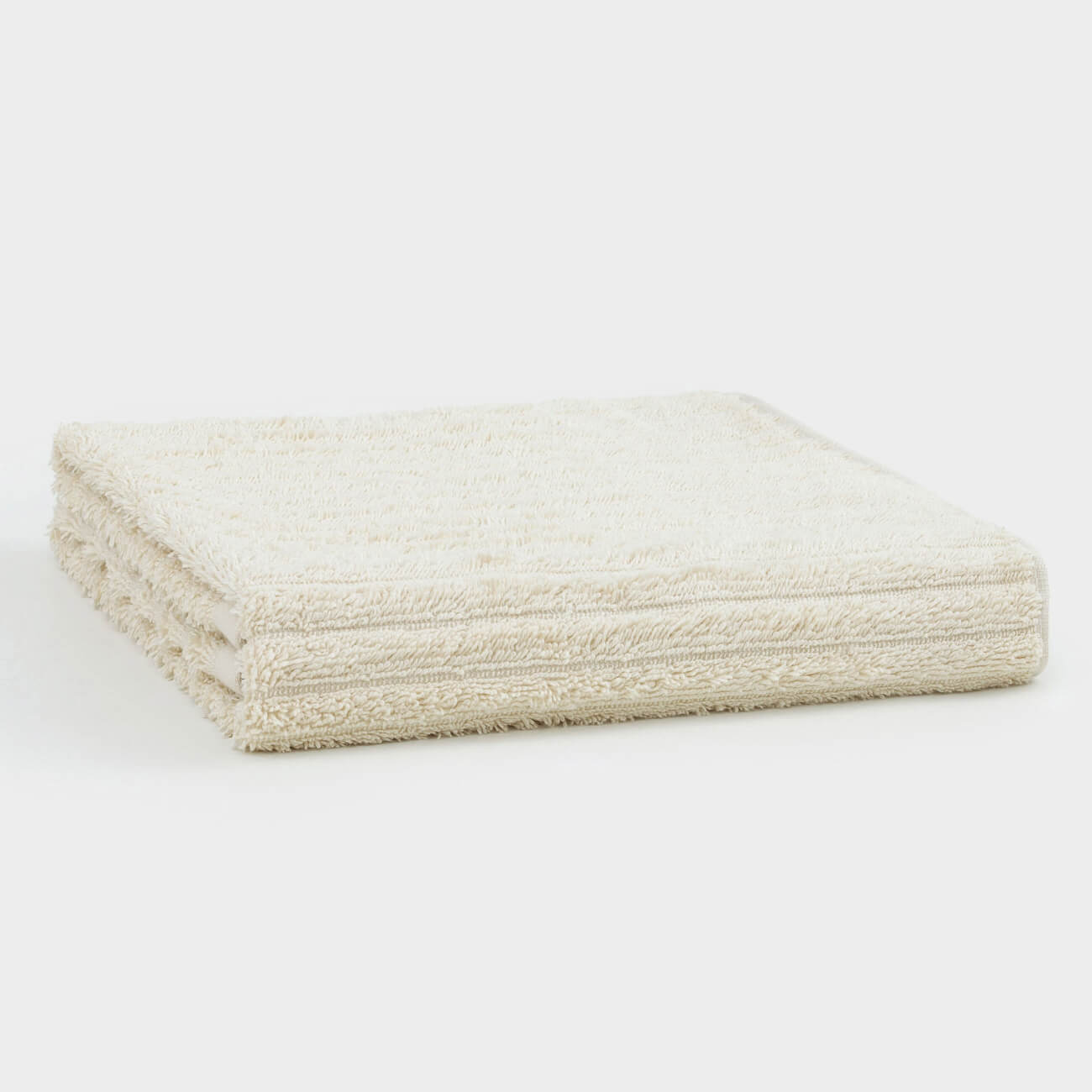 Полотенце, 70х140 см, хлопок, бежевое, Объемные полосы, Stripes cotton