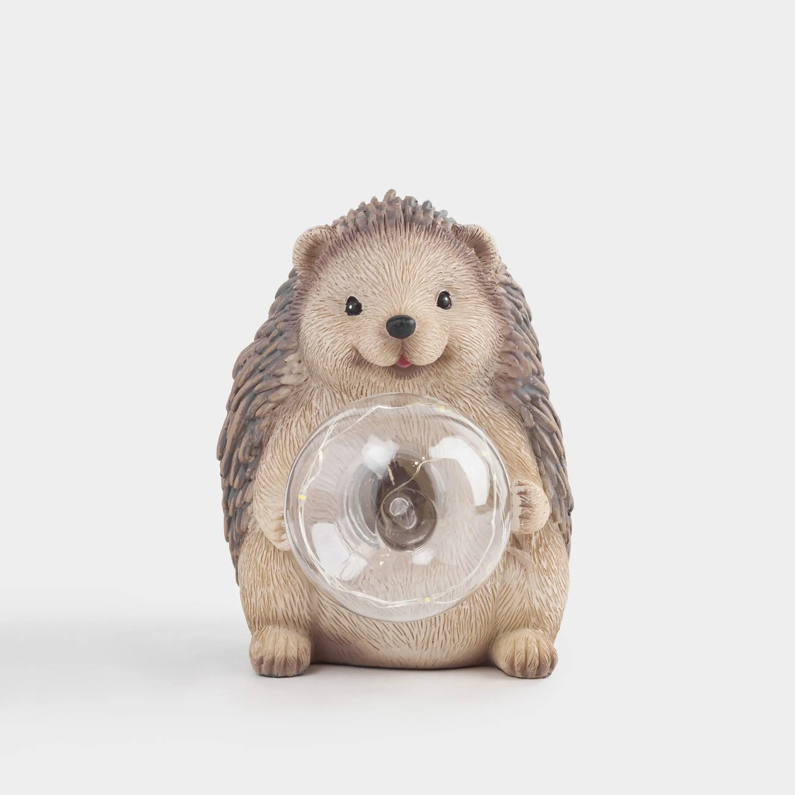 Статуэтка с подсветкой, 13 см, полирезин/стекло, серо-коричневая, Еж, Hedgehog