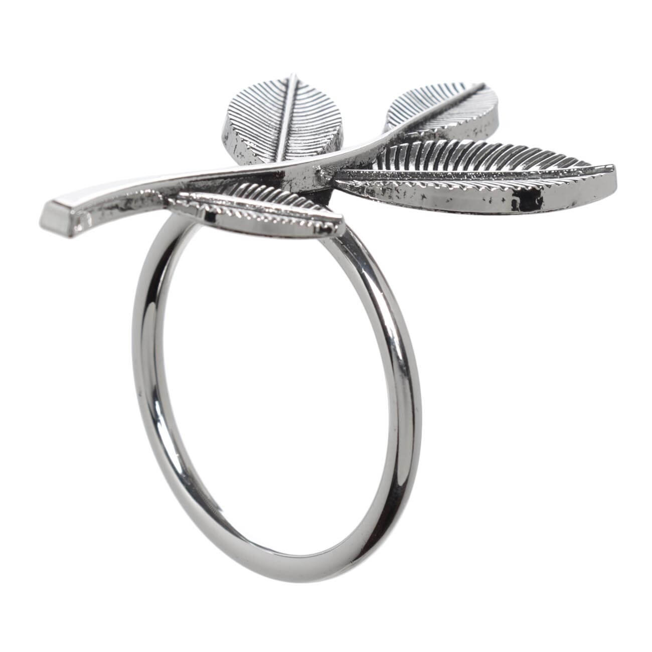 Кольцо для салфеток, 6 см, металл, серебристое, Ветка с листьями, Print кольцо для карниза d 35 38 мм 10 шт серебряный