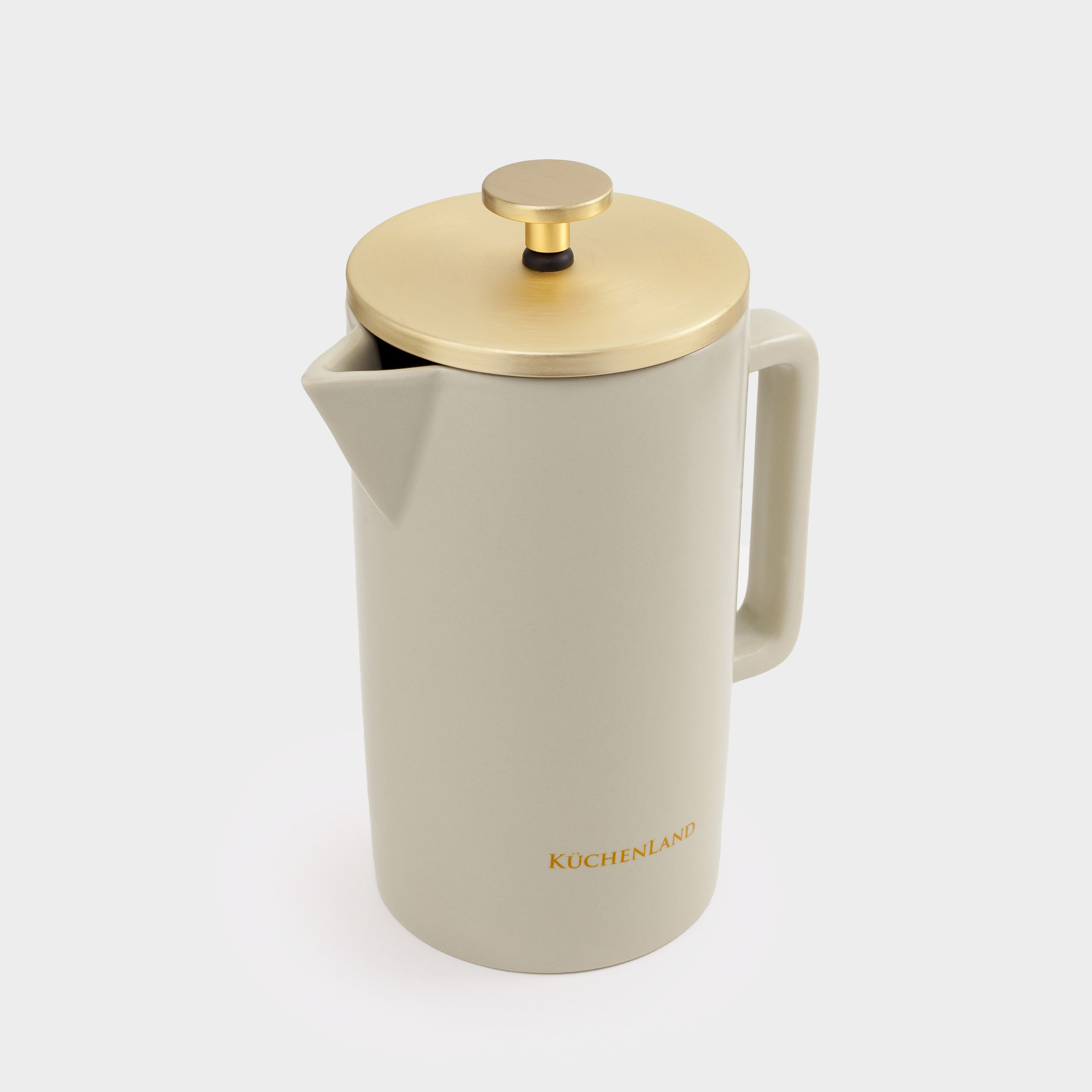 Френч-пресс, 700 мл, керамика/сталь, бежево-золотистый, Latte, image-1