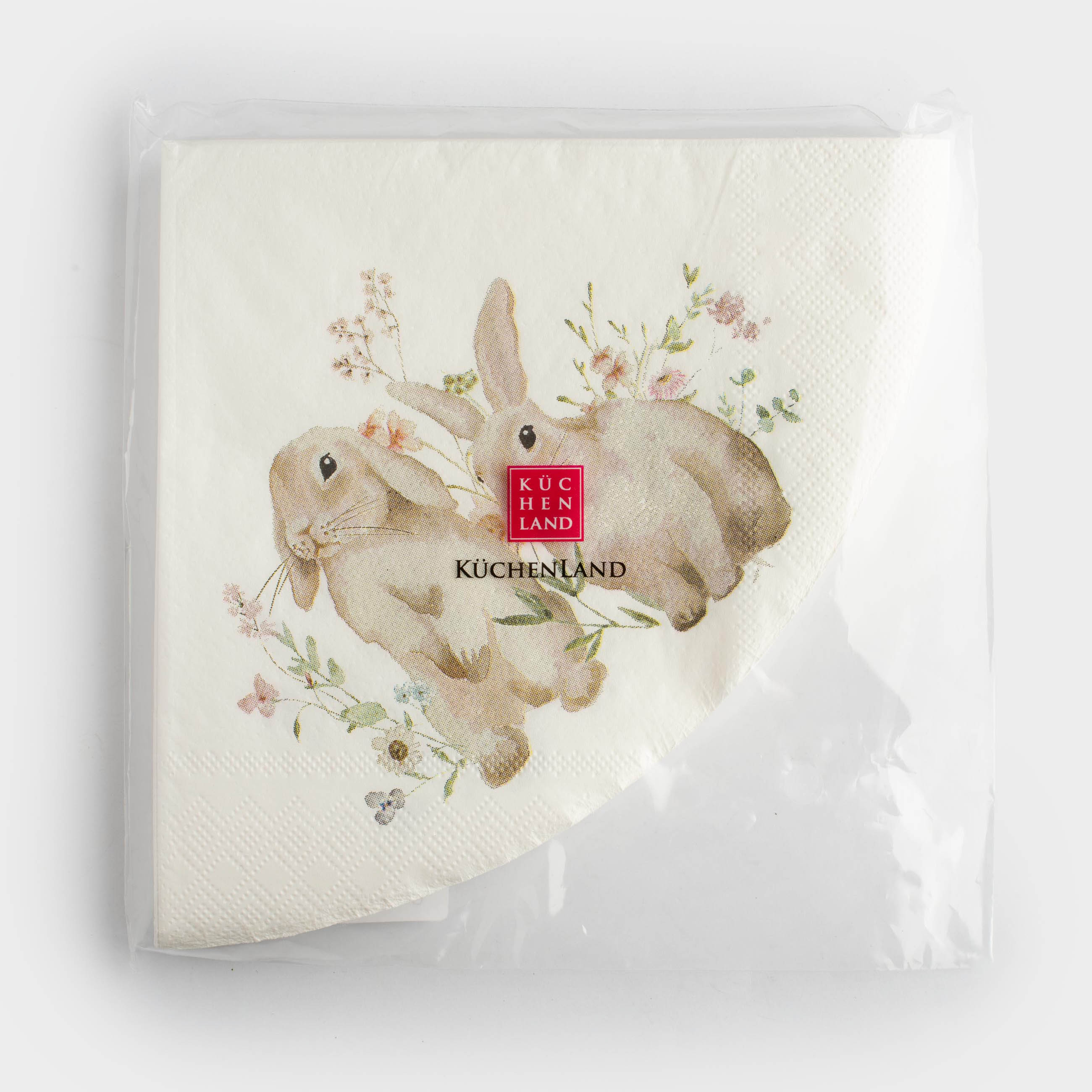 Салфетки бумажные, 33х33 см, 20 шт, круглые, белые, Кролики и цветы, Natural Easter, image-4