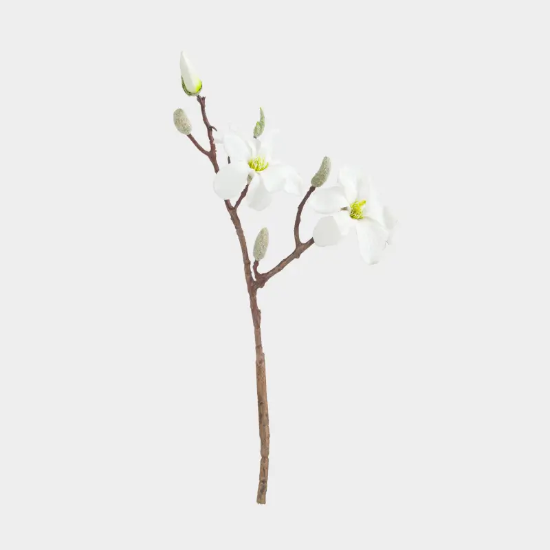 Ветка декоративная, 45 см, пластик/металл, Белая магнолия, Magnolia ,image-0