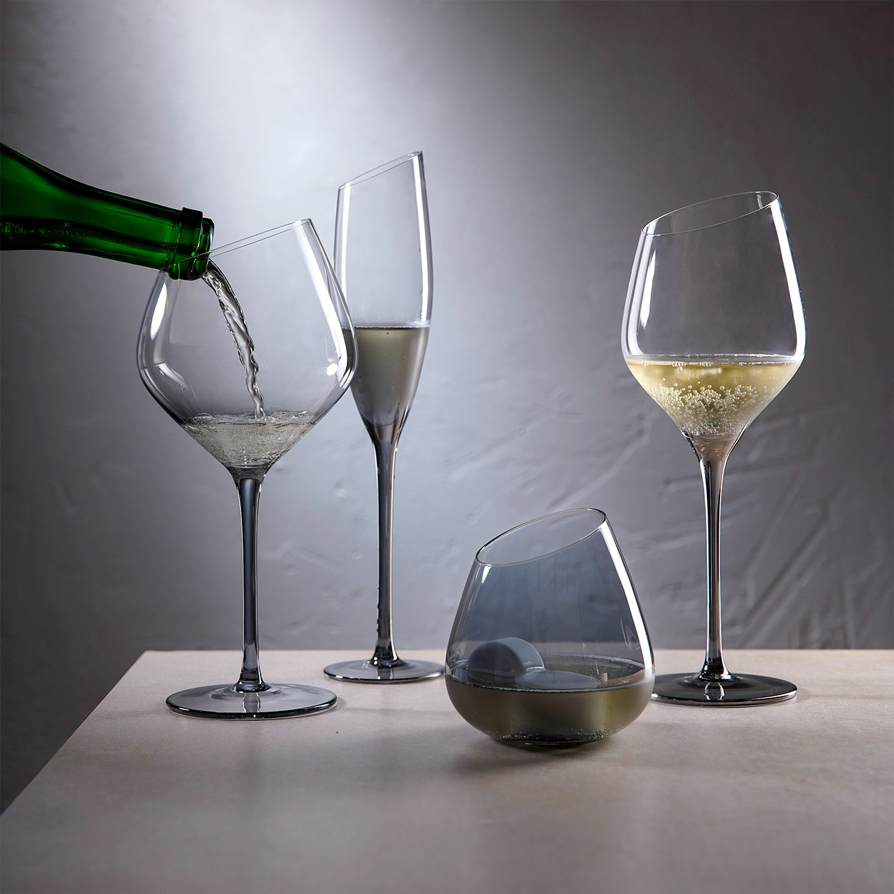 Бокал для шампанского, 180 мл, 4 шт, стекло, серый, Charm L Color изображение № 6
