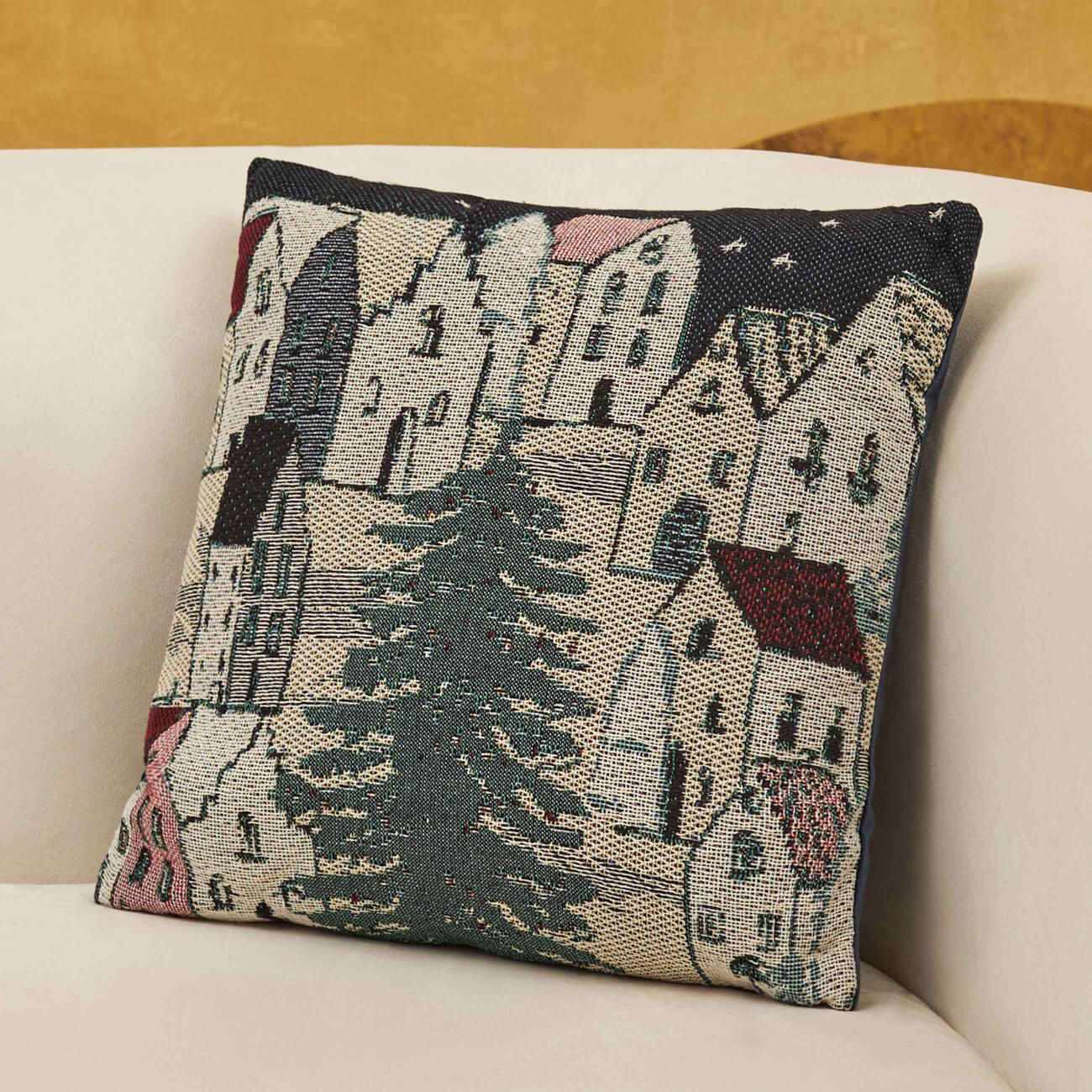 

Подушка декоративная, 45х45 см, гобелен/вельвет, синяя, Дома и ель, Forest house