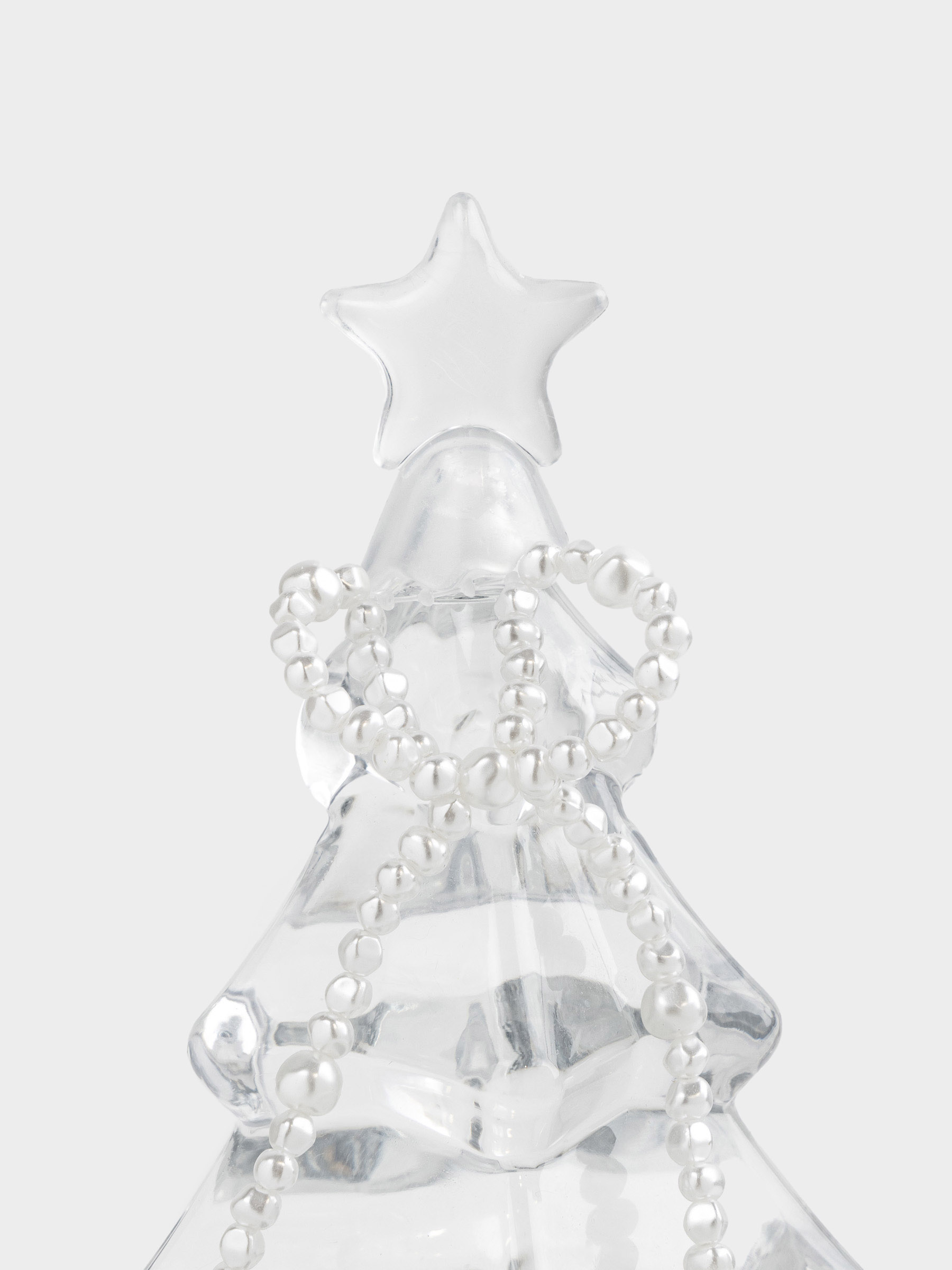 Снежный фонарь, 21 см, с подсветкой, пластик, серебристый, Ель с бантом, Silver style, image-1