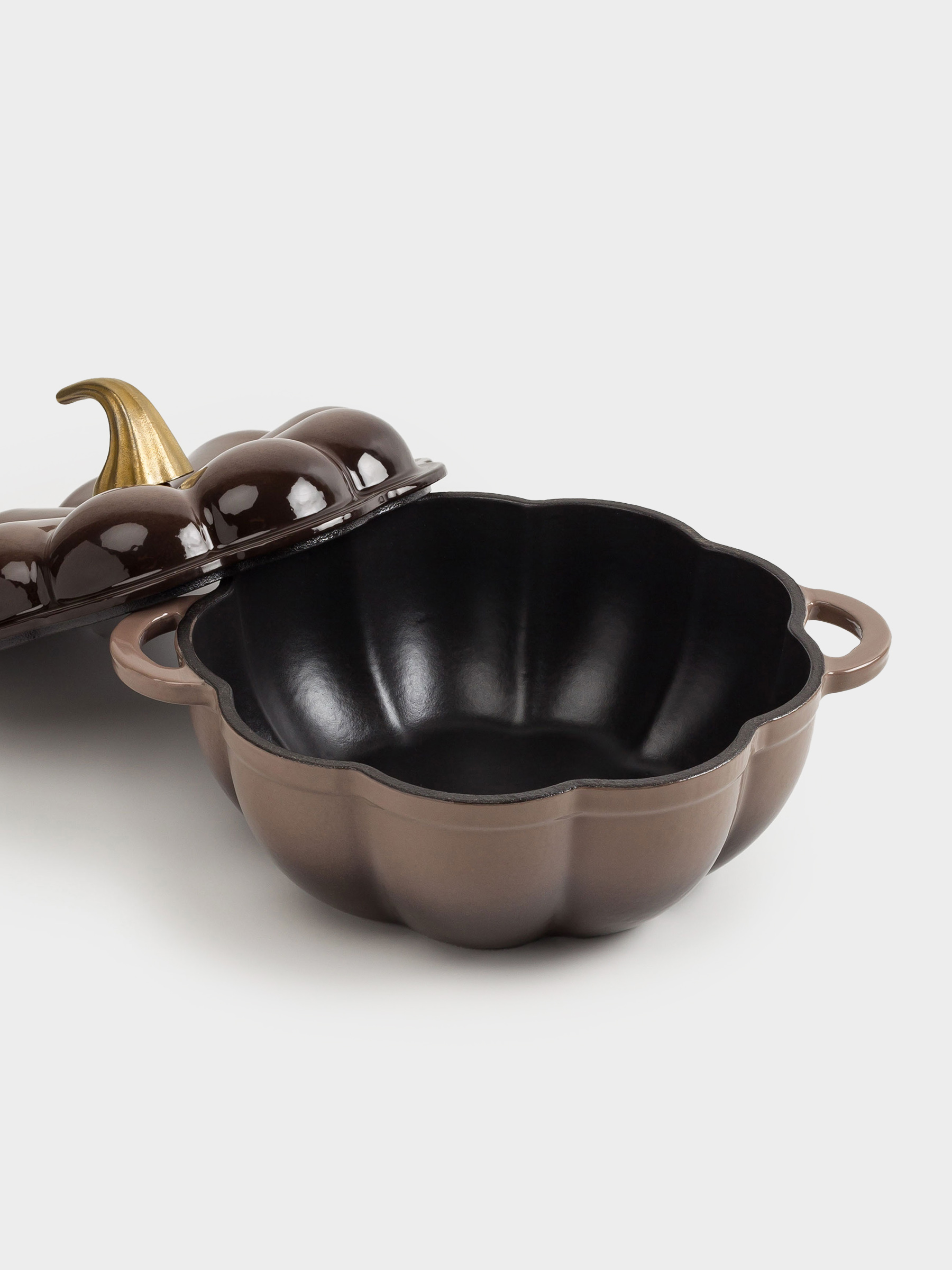 Кастрюля, 20 см, 1,7 л, с крышкой, чугун, коричневая, Тыква, Gourd, image-6