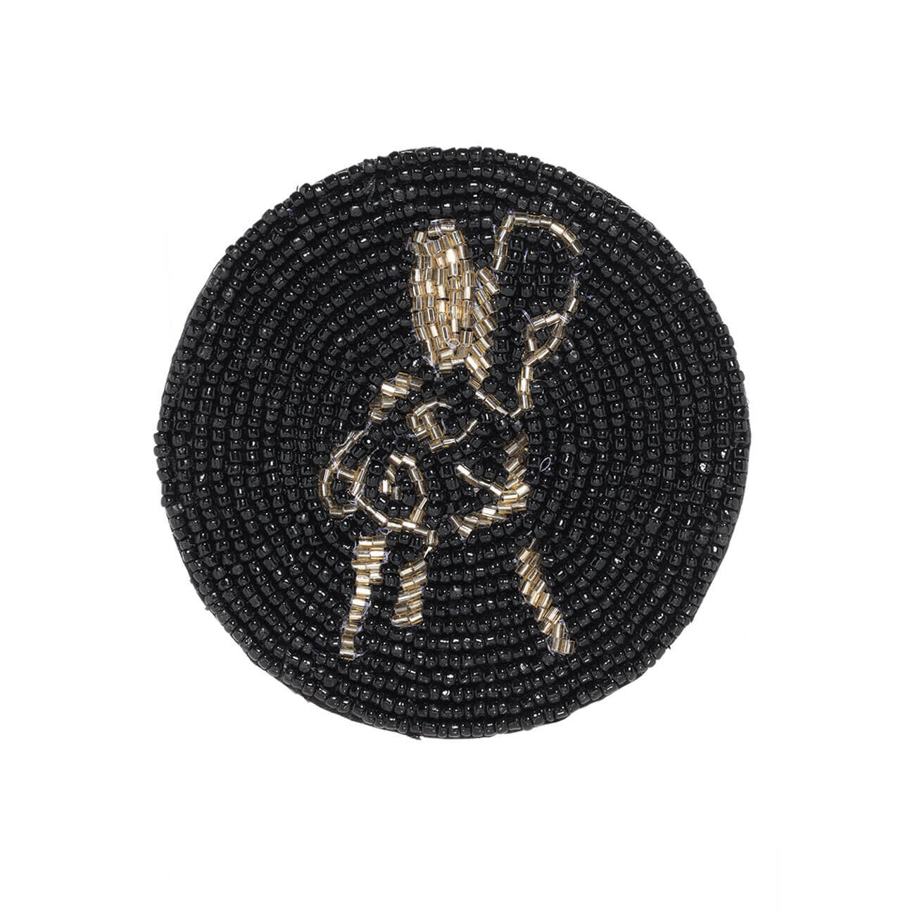 

Подставка под кружку, 10 см, бисер, круглая, черная, Кролик, Rabbit