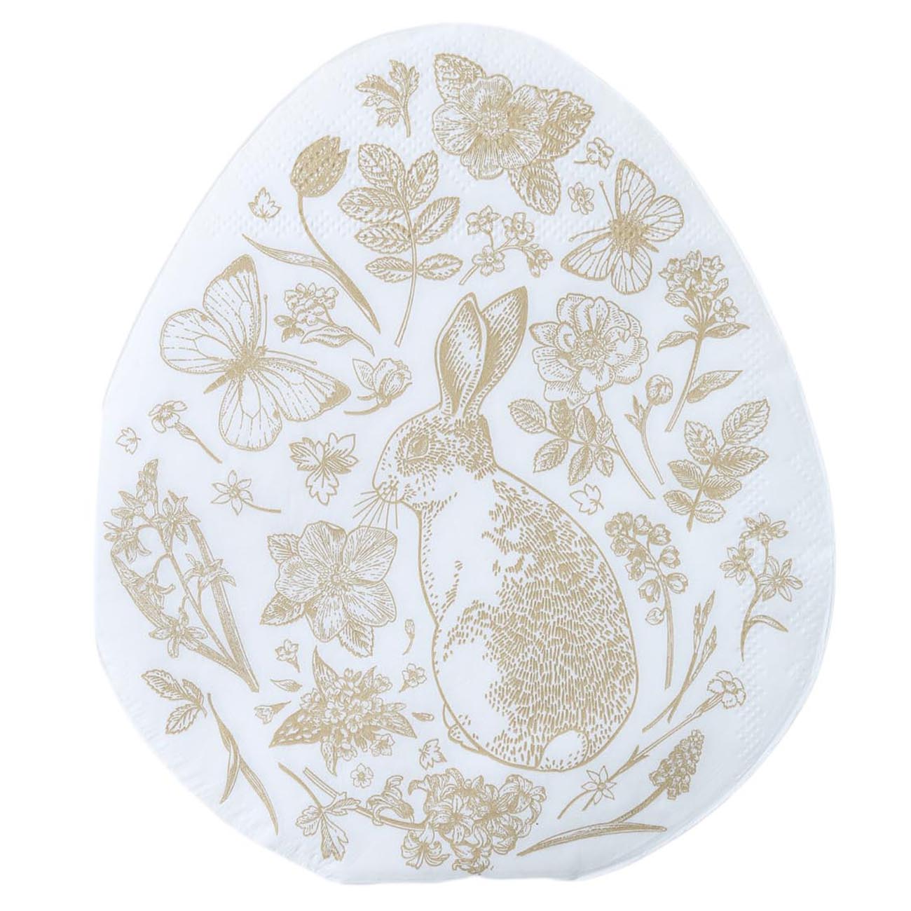 

Салфетки бумажные, 33х33 см, 20 шт, фигурные, белые, Золотое яйцо, Easter gold