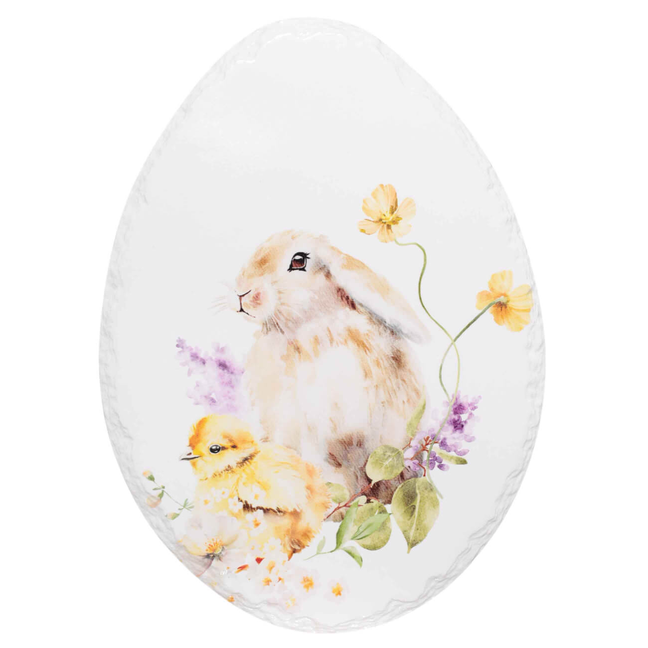 Подставка под горячее, 27x20 см, керамика/пробка, белая, Яйцо, Кролик и цыпленок, Easter подвеска пасхальное яйцо 6 см пенопласт кролик в венке easter