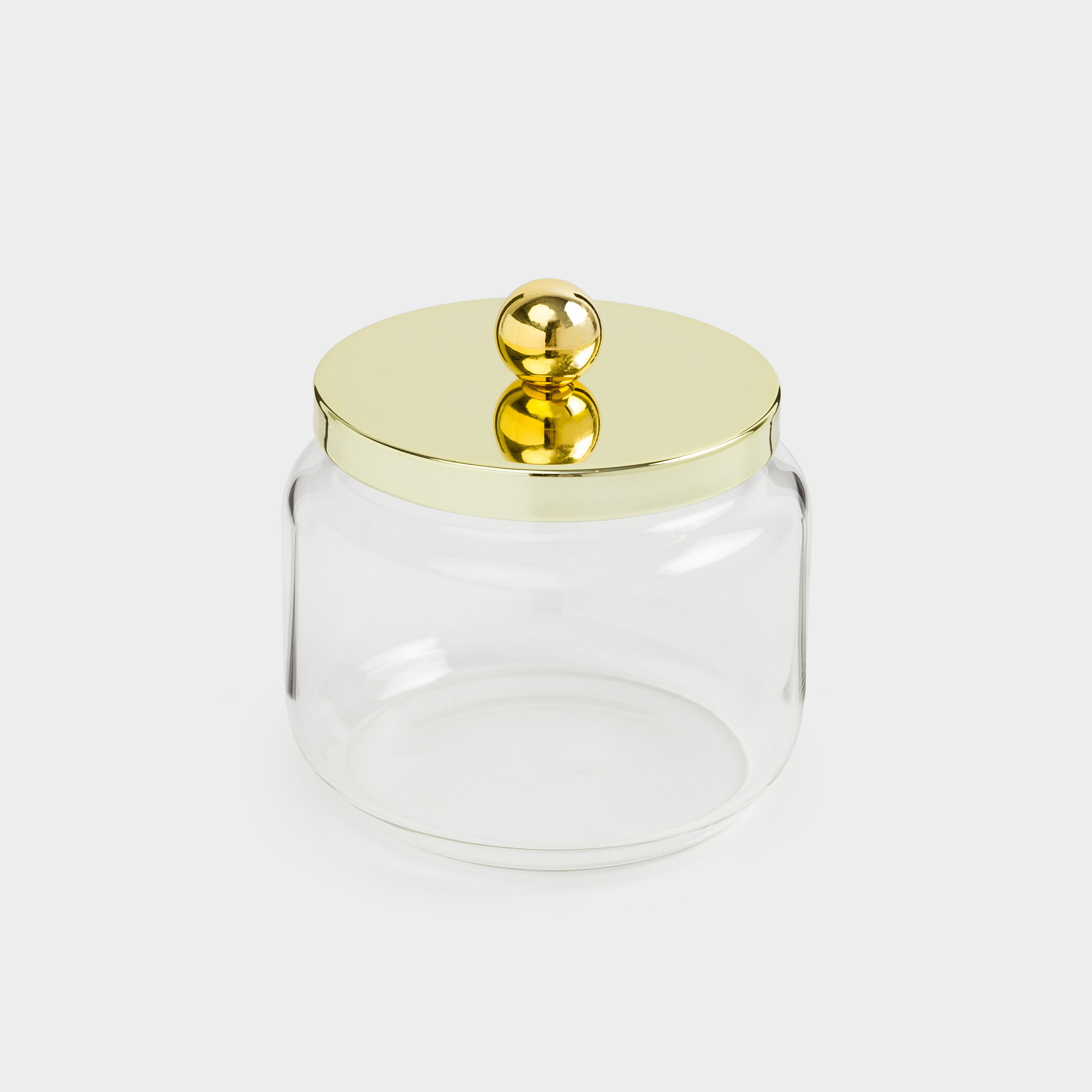 Емкость для хранения, 9х9 см, 300 мл, стекло/металл, золотистая, Classic gold, image-1