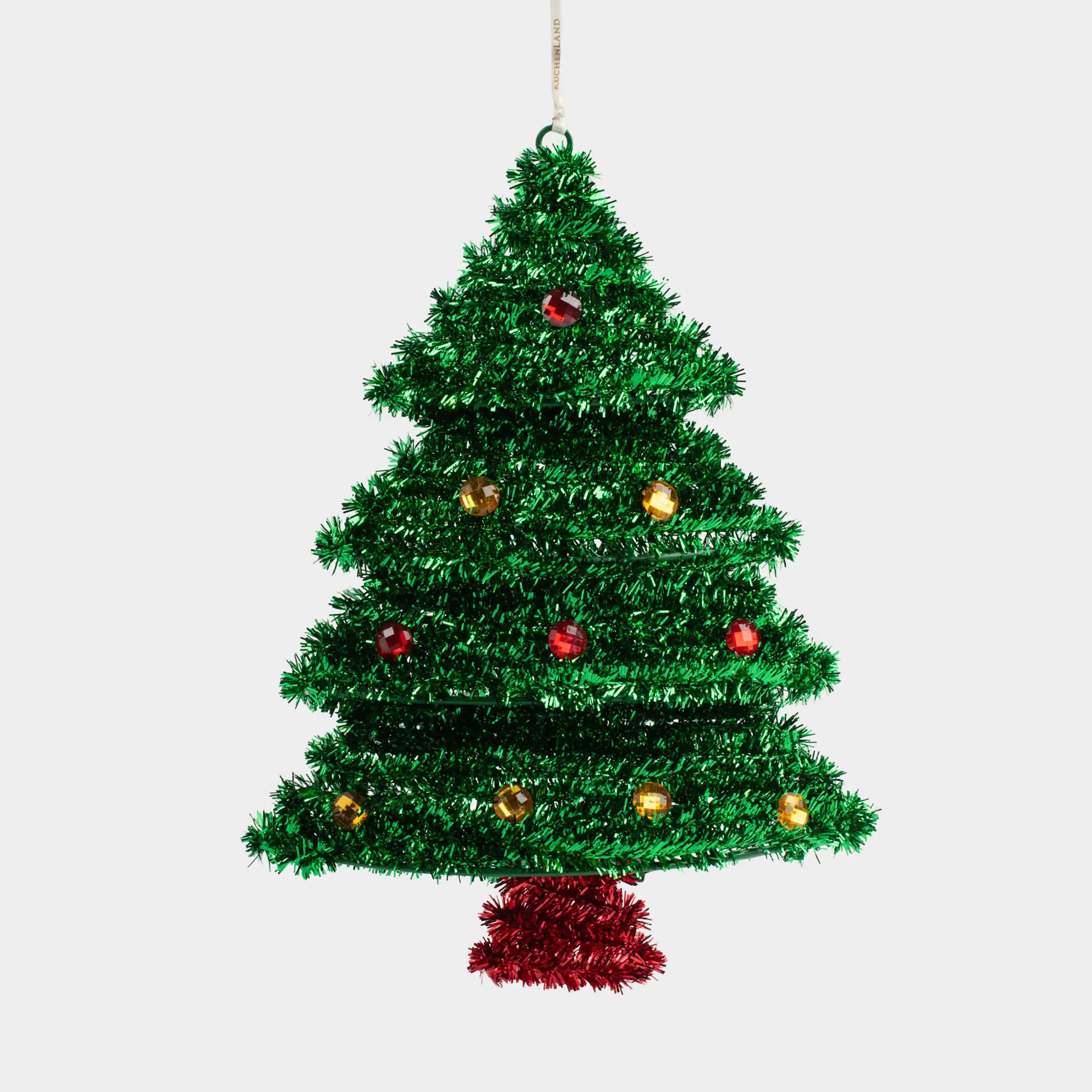 Украшение декоративное, 36 см, подвесное, мишура/пластик, зеленое, Елка, Tinsel decor
