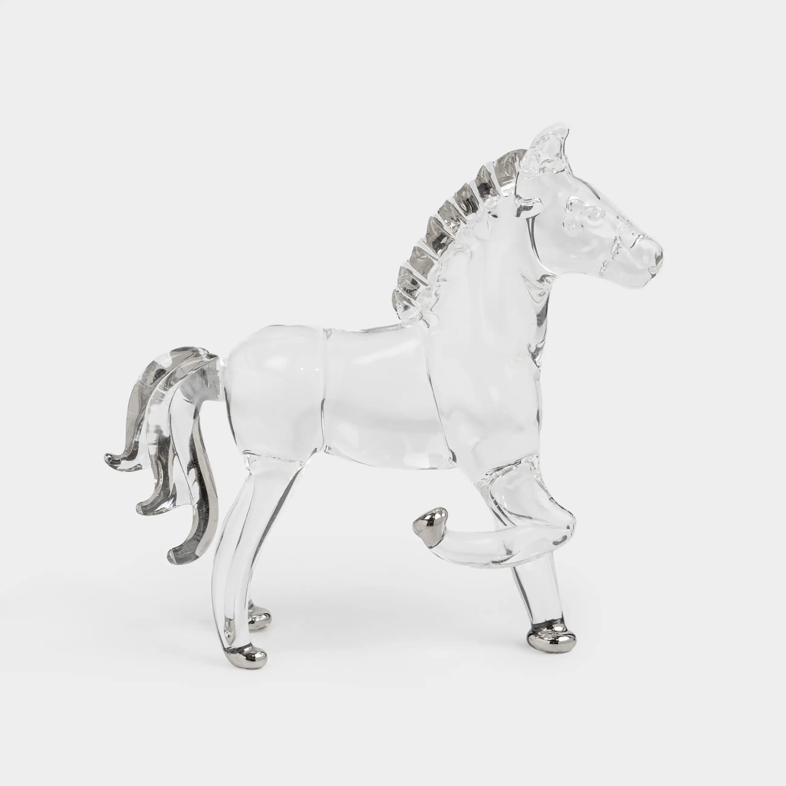 Статуэтка, 10 см, стекло, серебристая, Лошадь, Horse vitreous