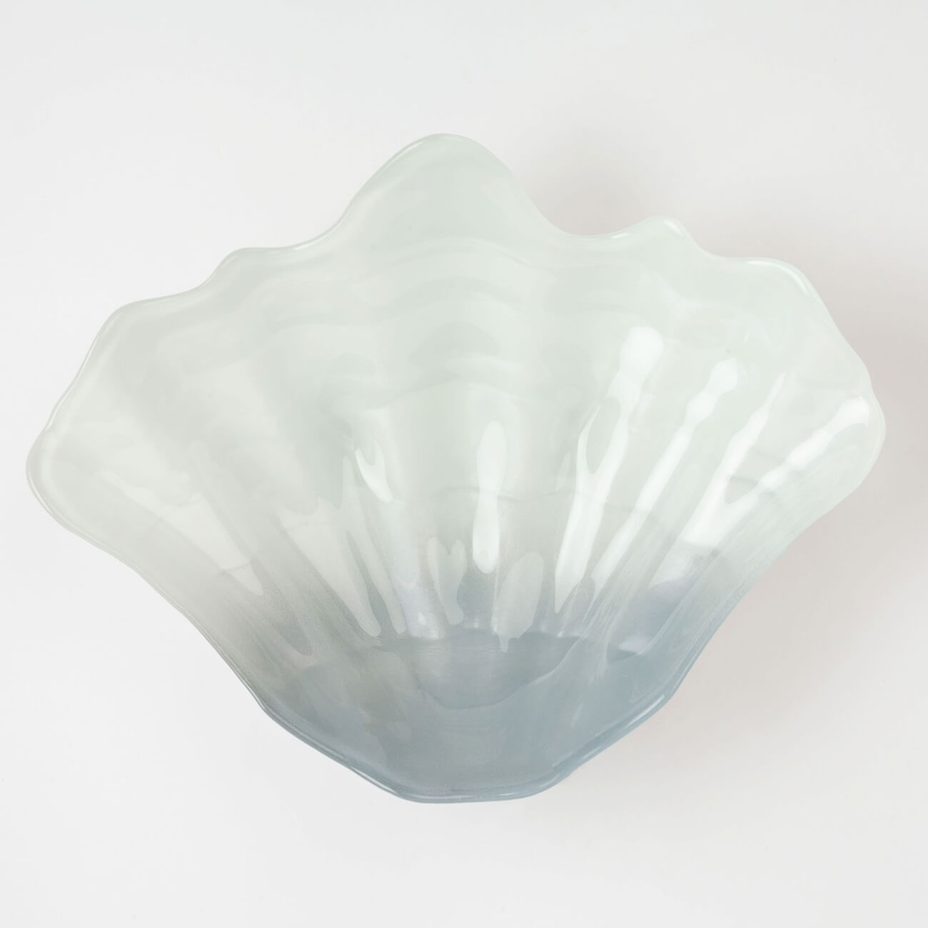 

Блюдо, 20х26 см, стекло, бело-голубое, Гребешок, Tridacna