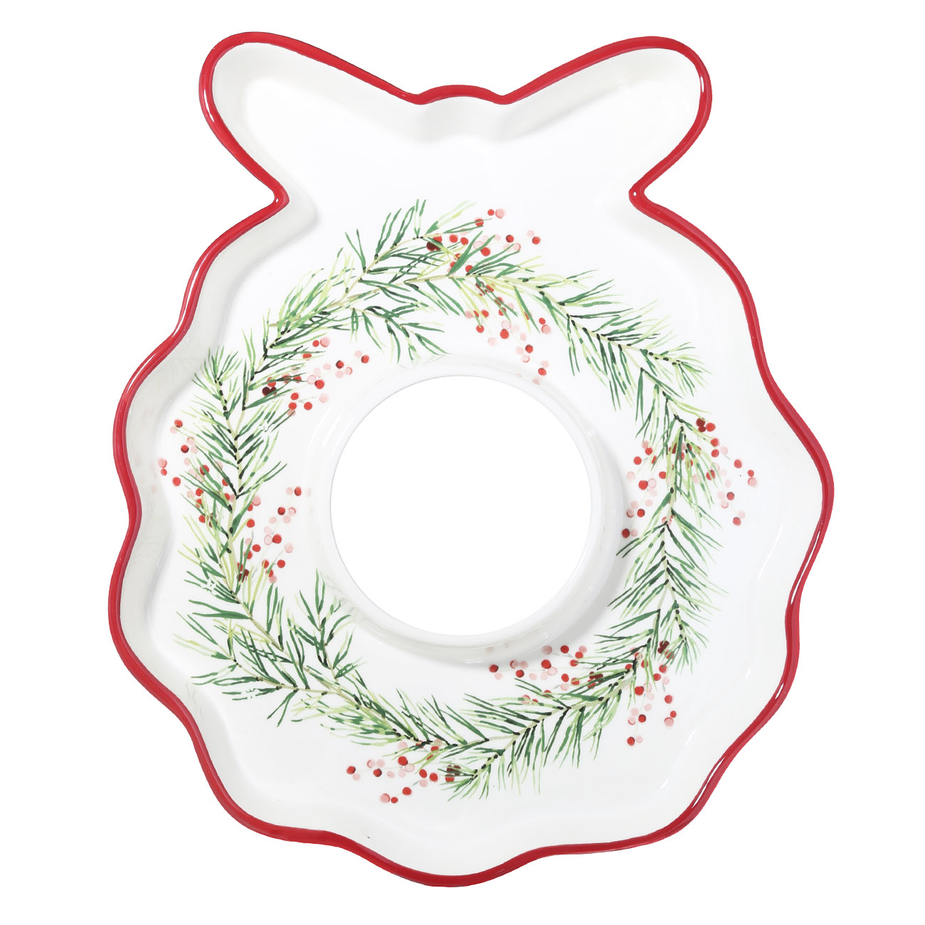

Блюдо, 26х22 см, керамика, белое, Венок, Christmas tree