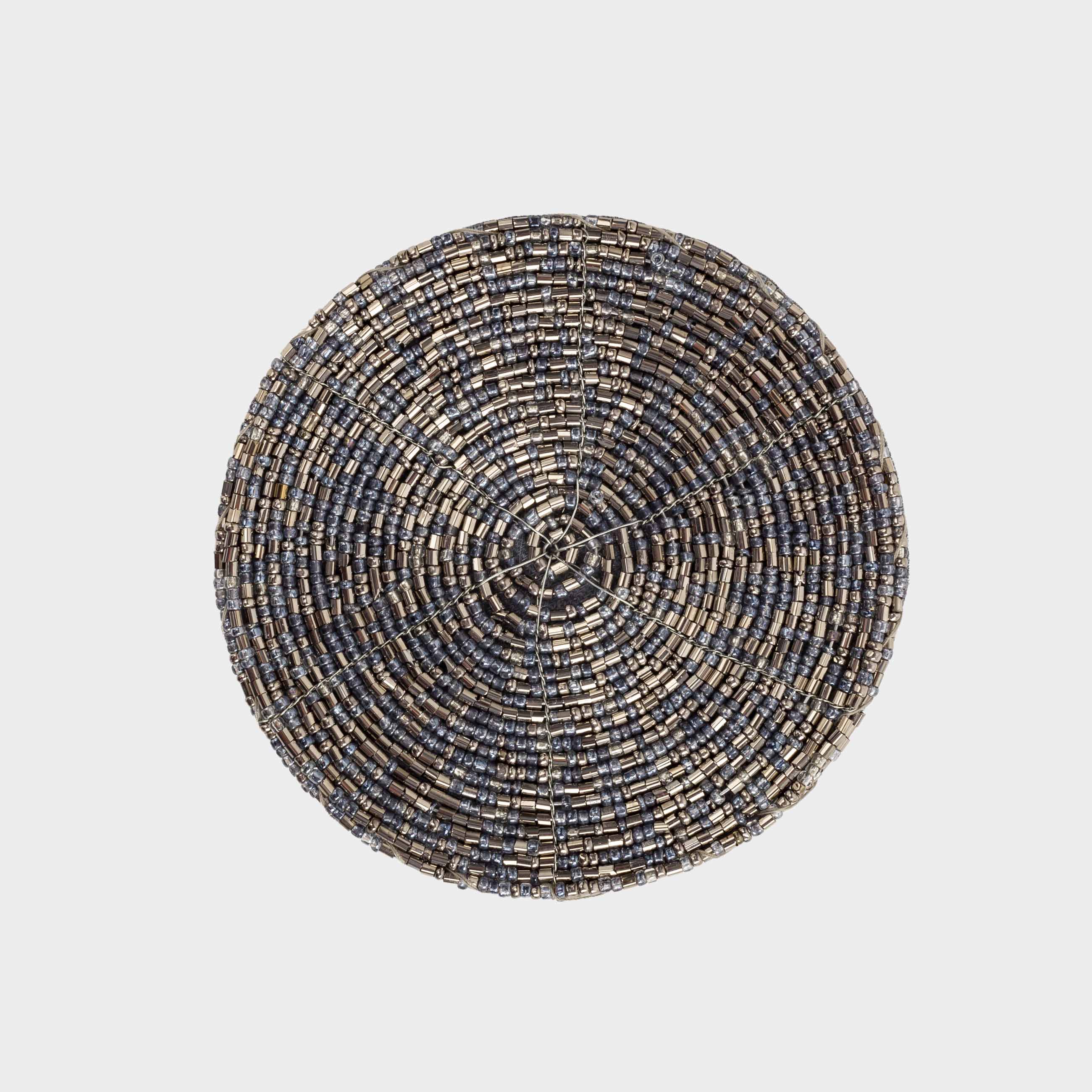 Подставка под кружку, 10 см, 2 шт, бисер, круглая, серебристо-голубая, Shiny beads, image-3