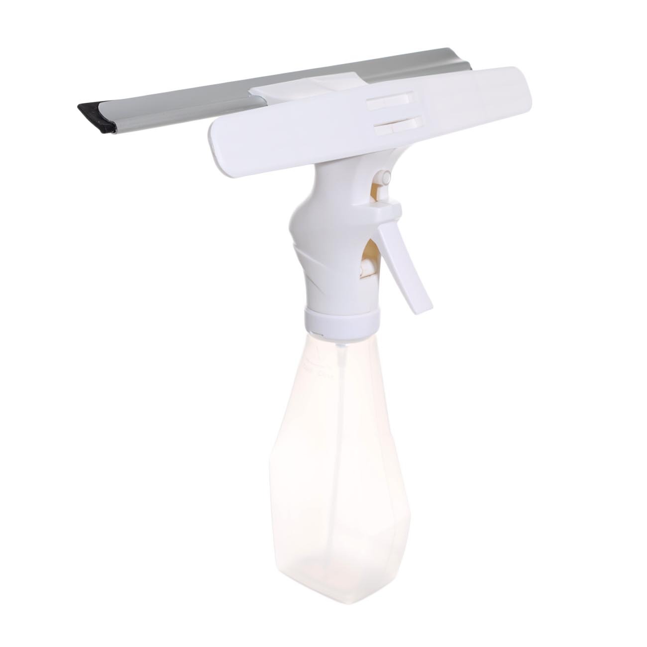 Пульверизатор для мытья окон, 220 мл, с тряпкой и скребком, белый, Clean изображение № 2