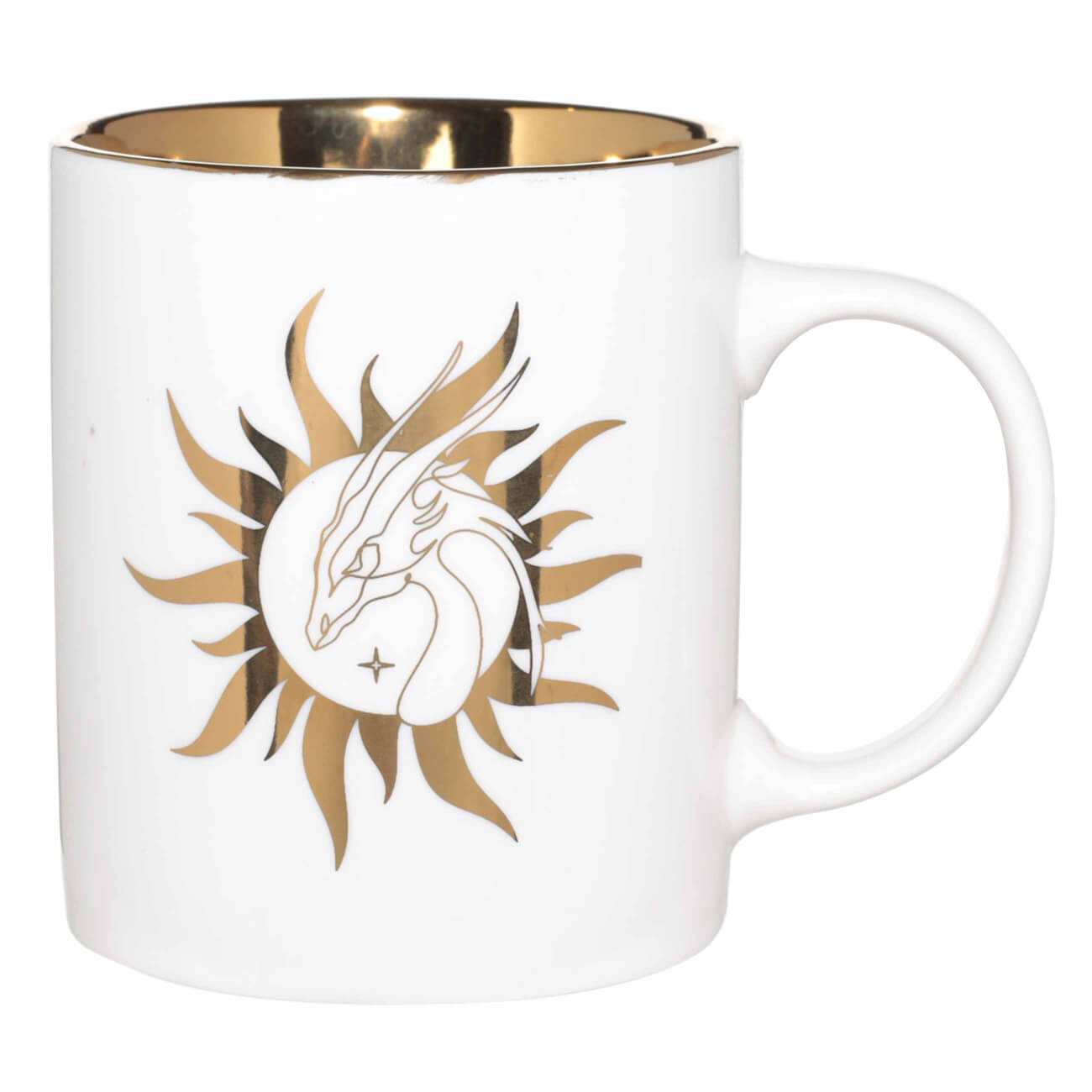 Кружка, 350 мл, фарфор N, молочно-золотистая, Дракон в солнце, Dragon leinor изображение № 1
