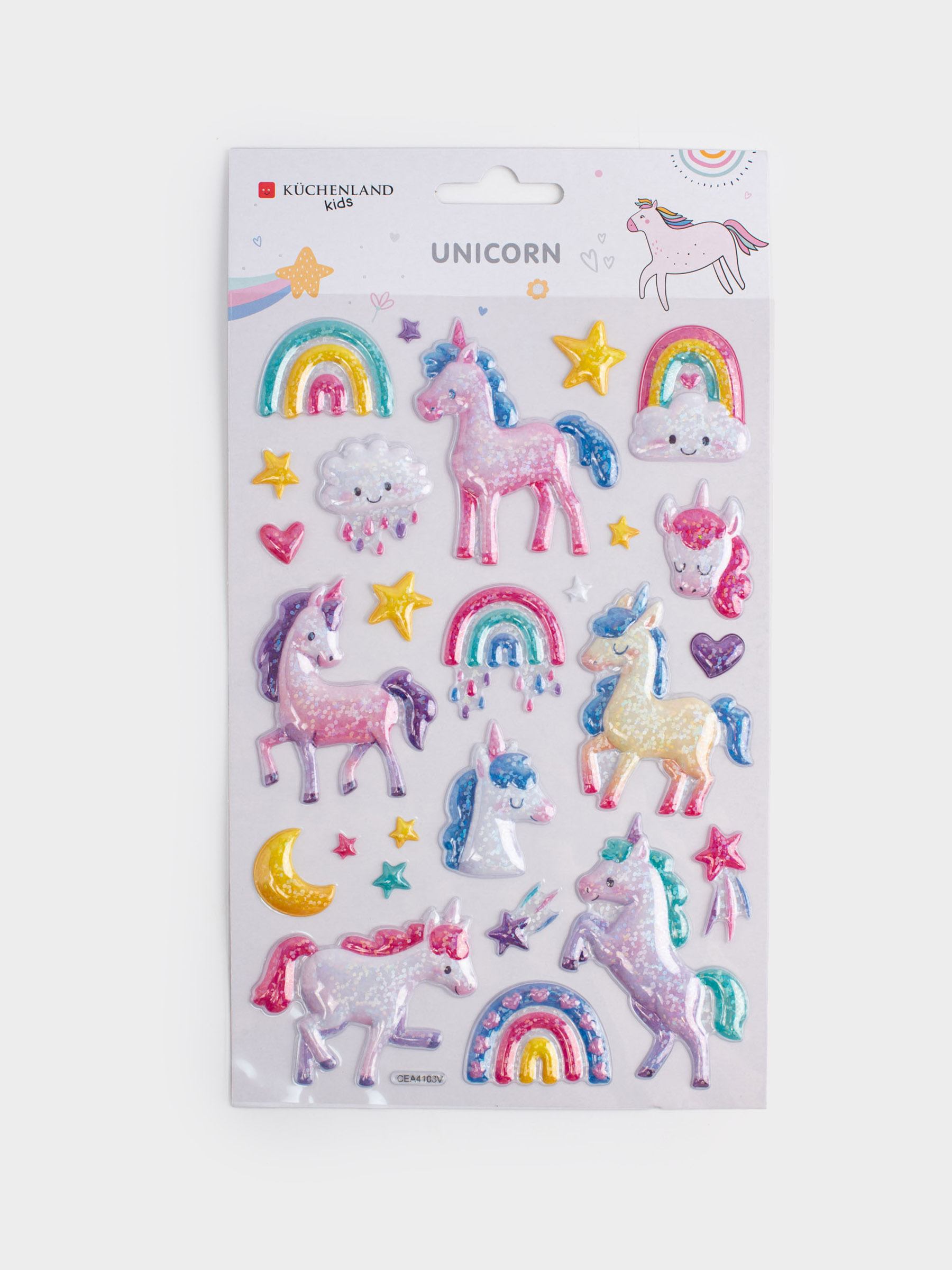 Набор наклеек, 21х14 см, 26 шт, одноразовые, ПВХ, Единороги, Unicorn, image-4