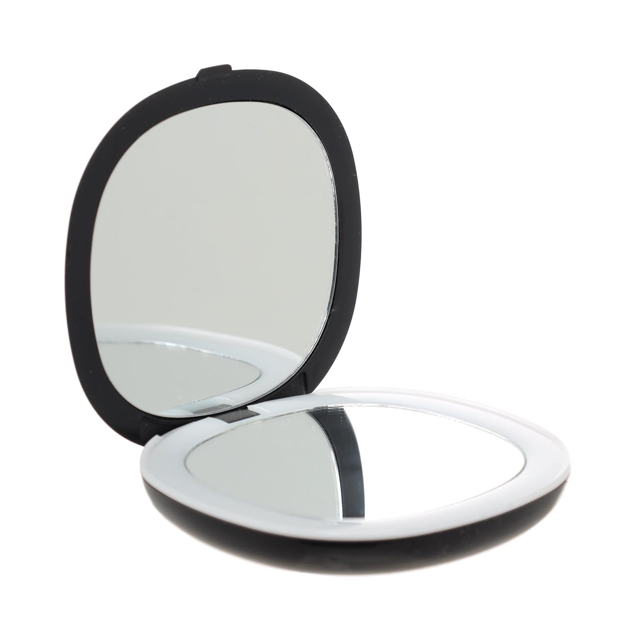 Зеркало карманное, 7 см, двустороннее, с подсветкой, пластик, черное, Лицо, Face изображение № 2