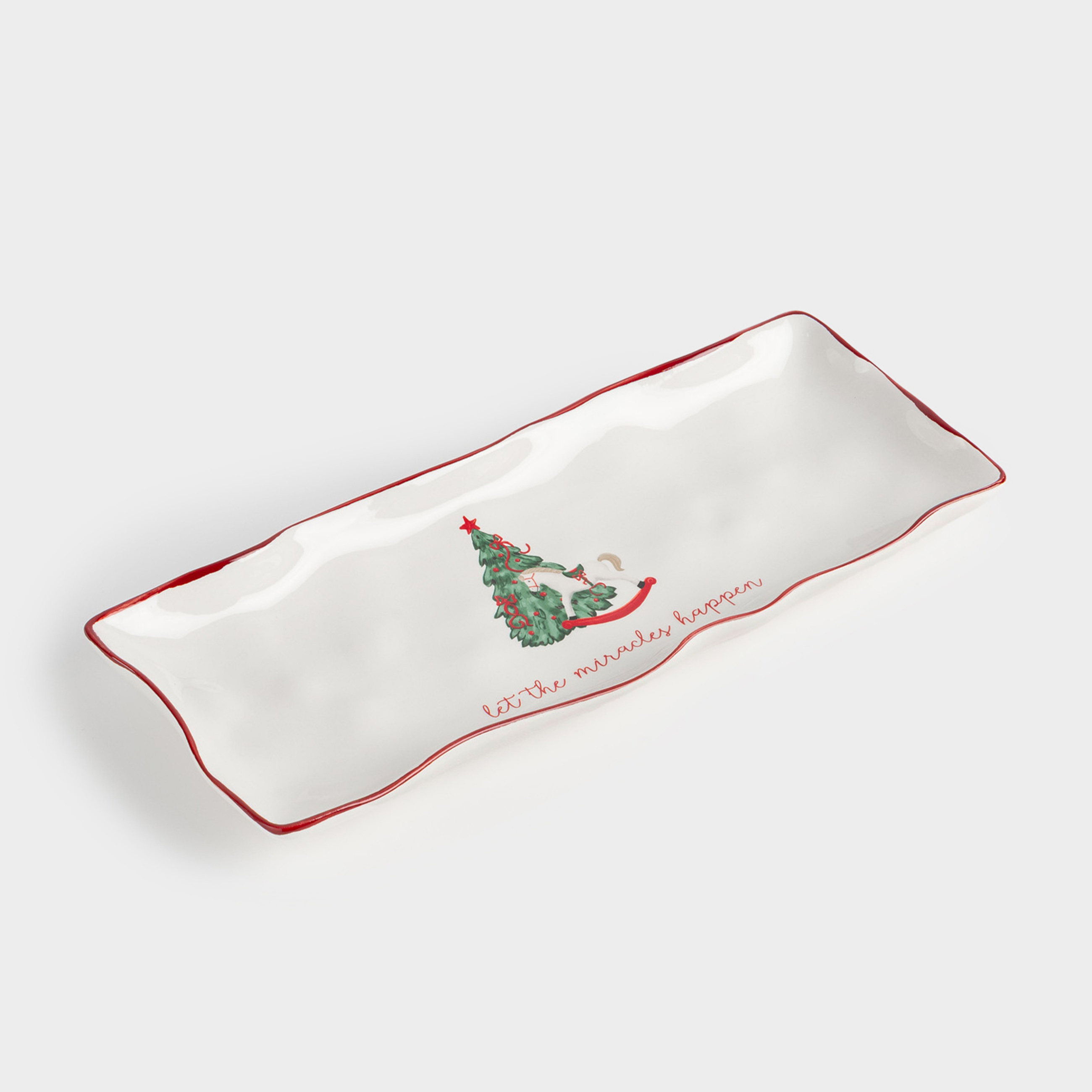 Блюдо 33х13 см керамика прямоугольное Лошадка с елкой Christmas tree 1193₽