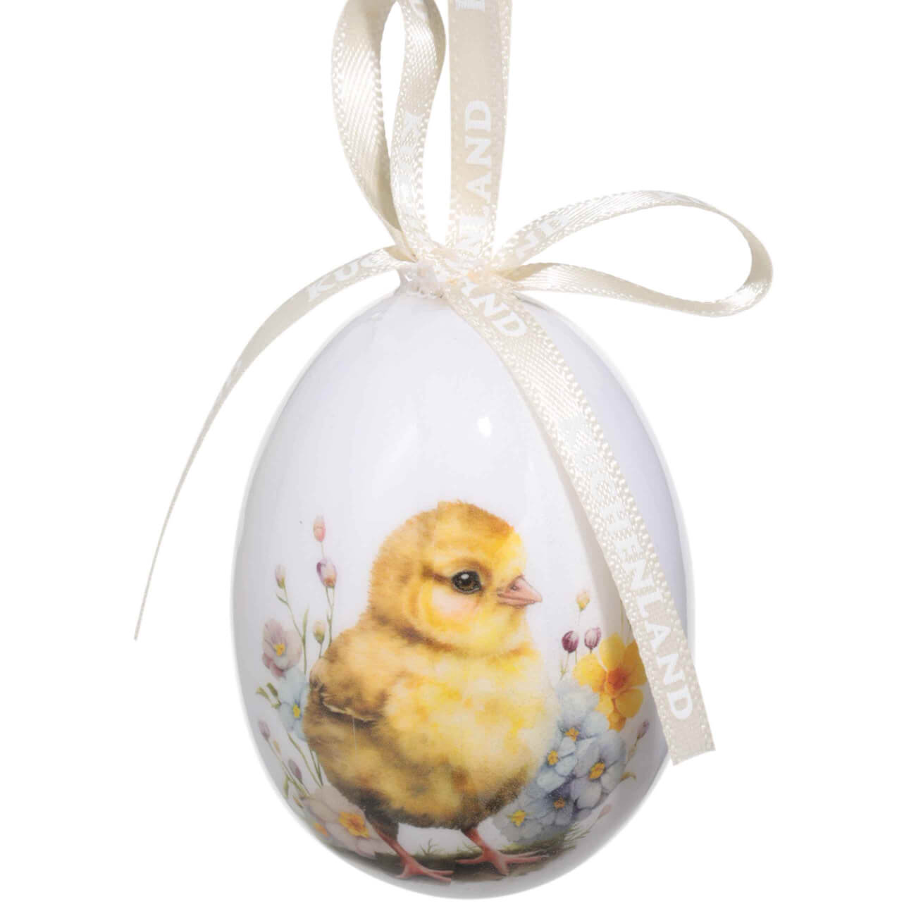 Подвеска, пасхальное яйцо, 6 см, пенопласт, Цыпленок в цветах, Easter