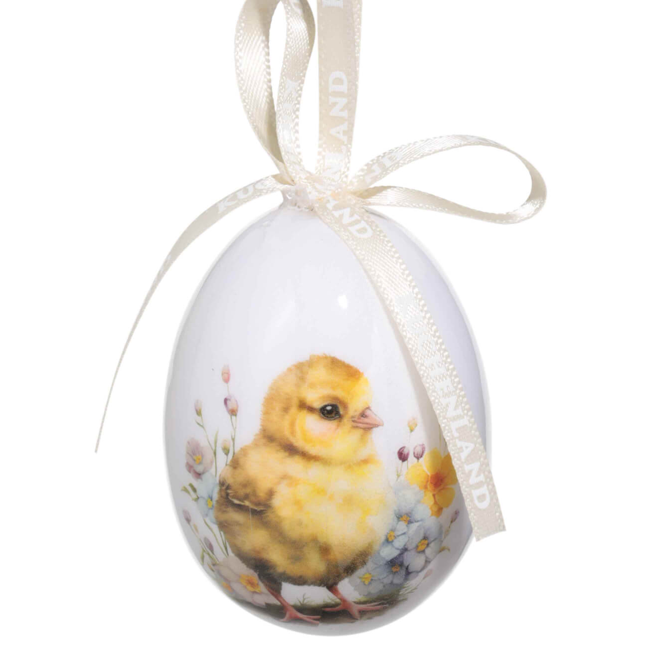 

Подвеска, пасхальное яйцо, 6 см, пенопласт, Цыпленок в цветах, Easter